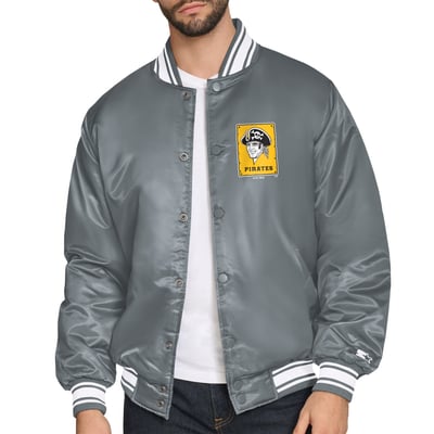  Pittsburgh Pirates Starter Cooperstown Logo Full-Snap Varsity Jacket - Gray