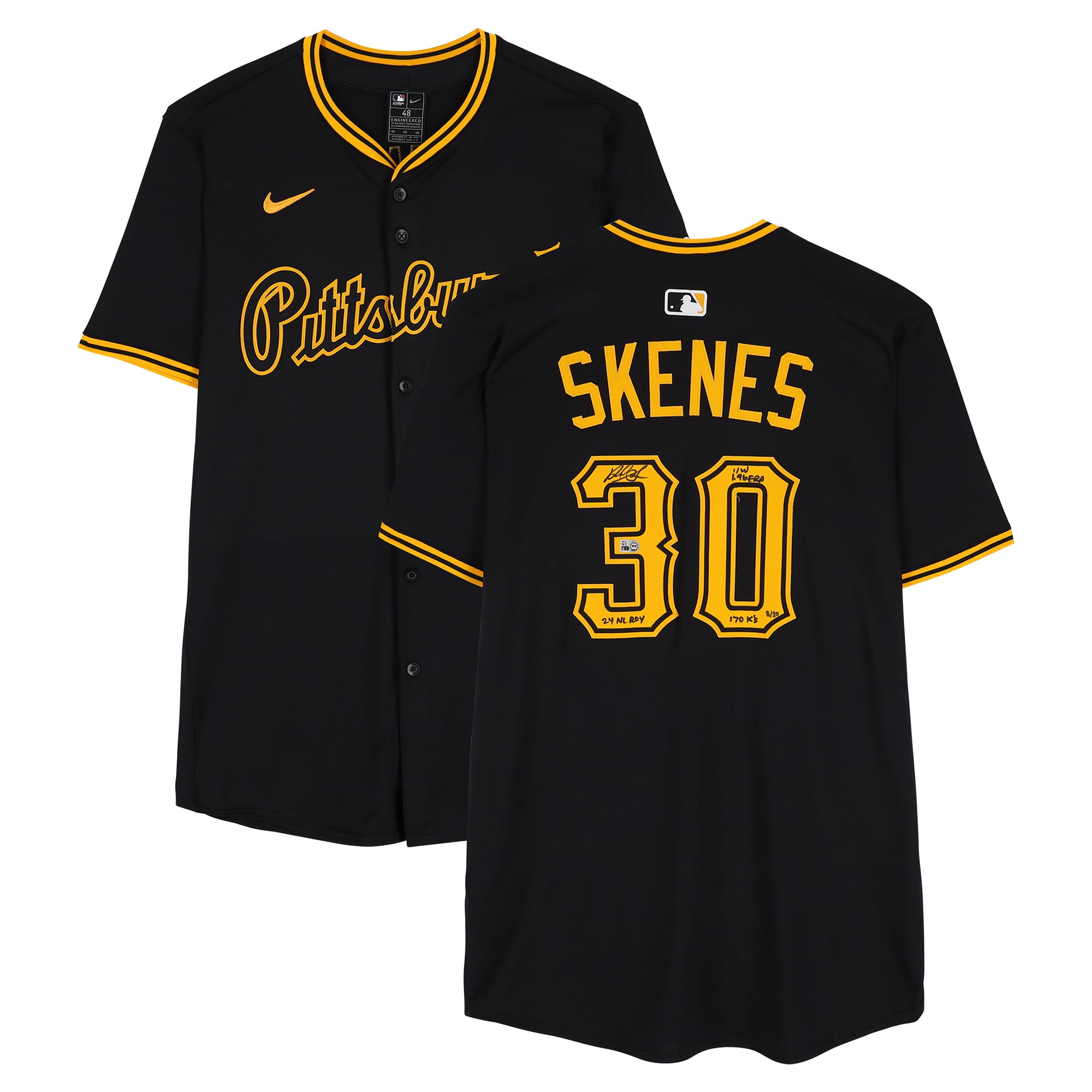 V106832 Maillot Nike Elite noir autographié par Paul Skenes des Pirates de Pittsburgh, avec plusieurs inscriptions - Édition limitée à 10 exemplaires. Paul Skenes AUT BB JERSEY 46164 AUTJERBSB JRSYSK0070 #2