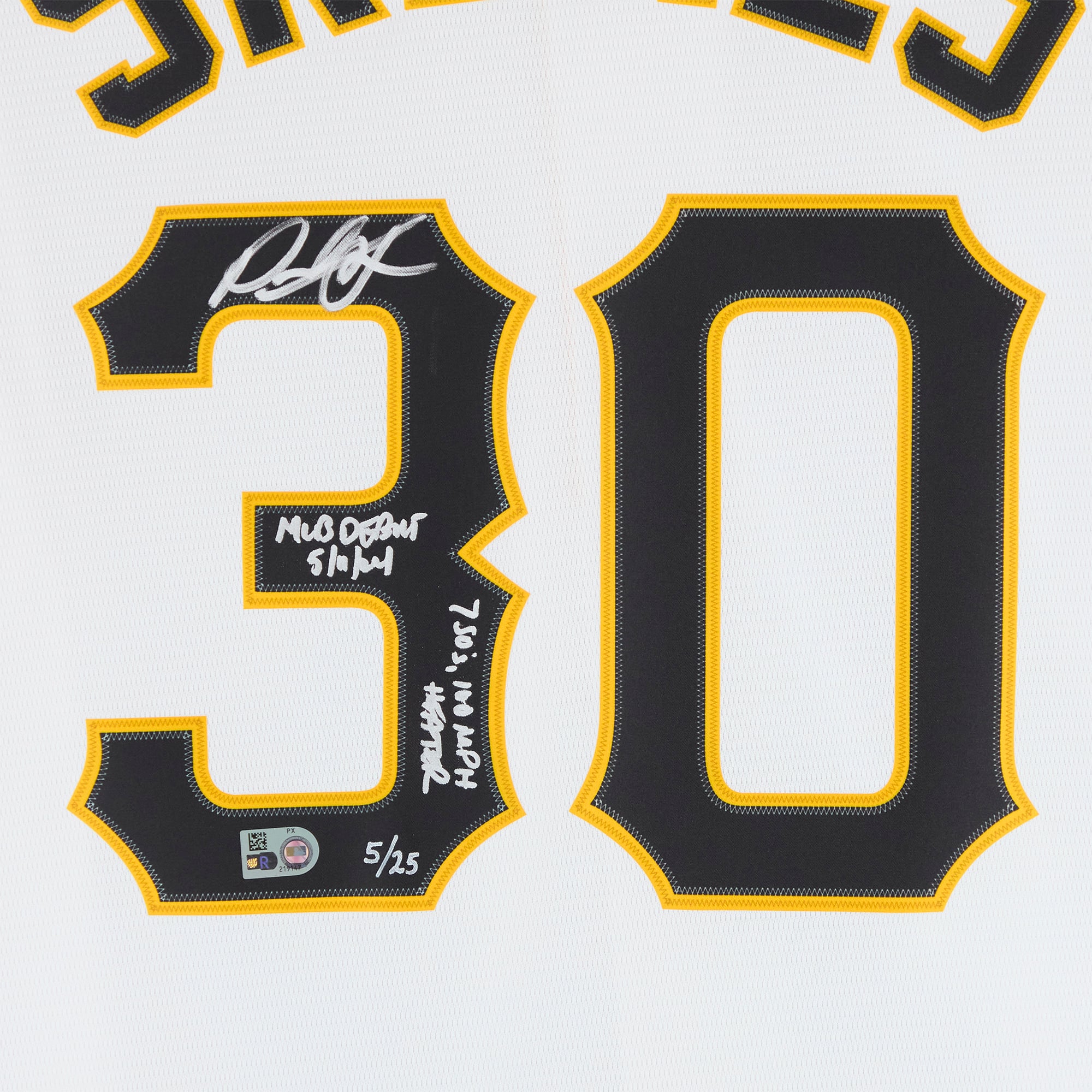 Maillot réplique blanc Nike autographié par Paul Skenes des Pirates de Pittsburgh, avec plusieurs inscriptions pour ses débuts en MLB - Édition limitée à 25 exemplaires