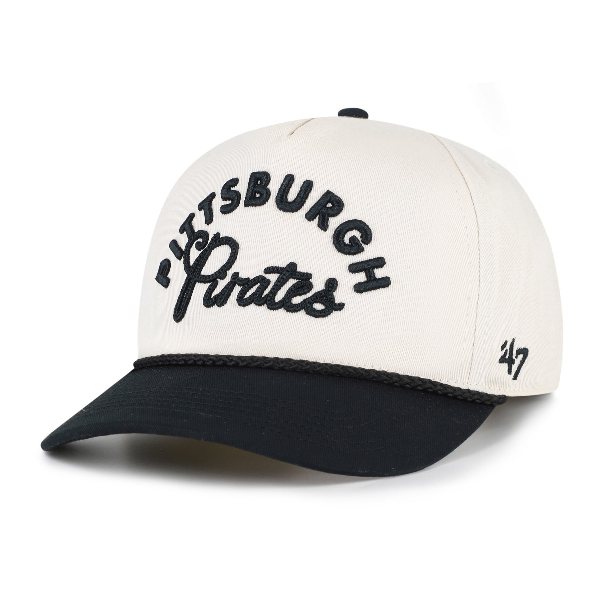 Unisex '47 Natural/Black Pittsburgh Pirates Rope Script Hitch Adjustable Hat