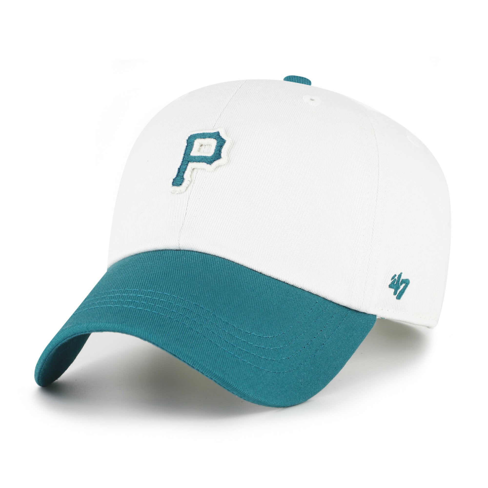 Unisex '47 White/Teal Pittsburgh Pirates Contemporary Tonal Clean Up Adjustable Hat