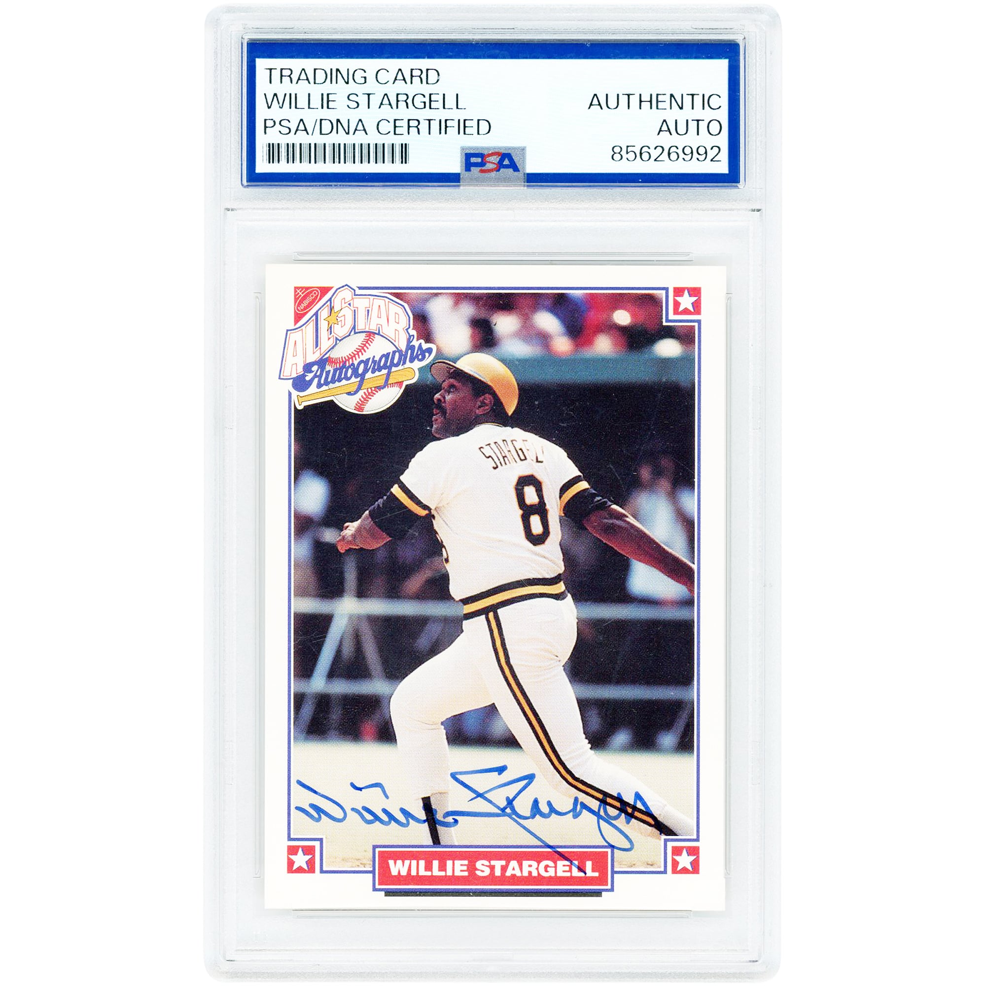 Carte authentifiée PSA #NNO de Willie Stargell, joueur des Pirates de Pittsburgh, signée par Nabisco en 1993.