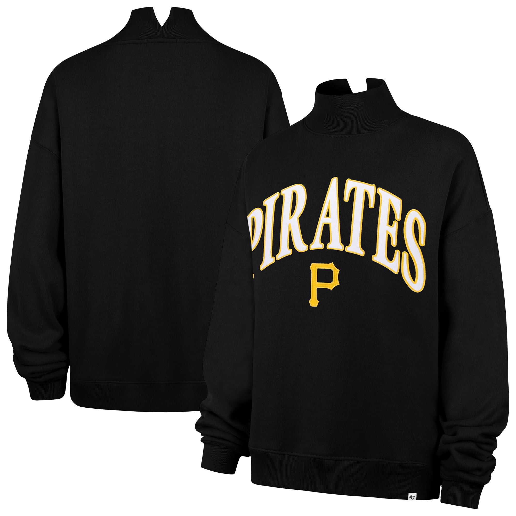 Sweat-shirt à col montant oversize noir Pittsburgh Pirates « 47 » pour femme