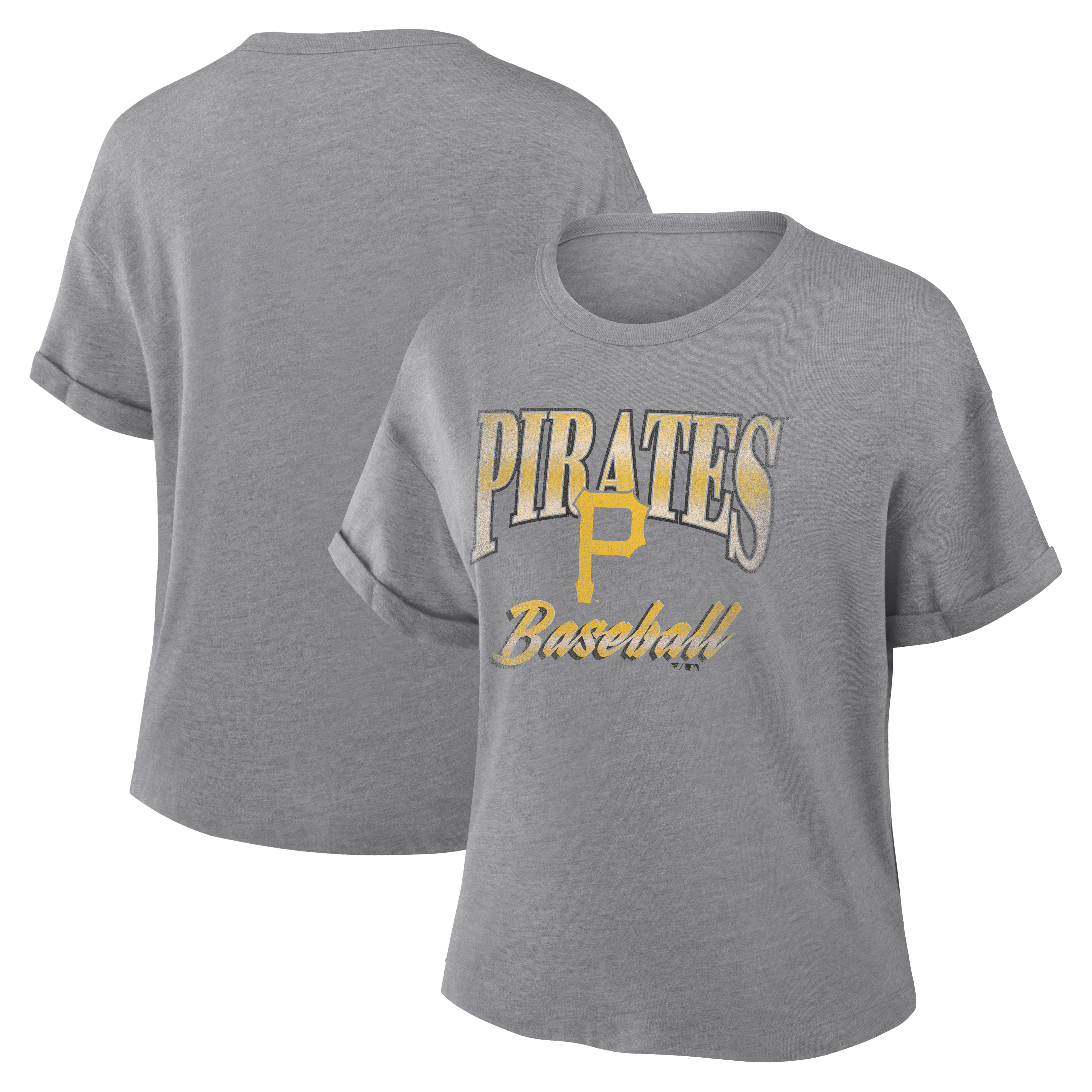 Women's Fanatics Heather Gray Pittsburgh Pirates Cooperstown Tribute Tri-Blend Boxy T-Shirt