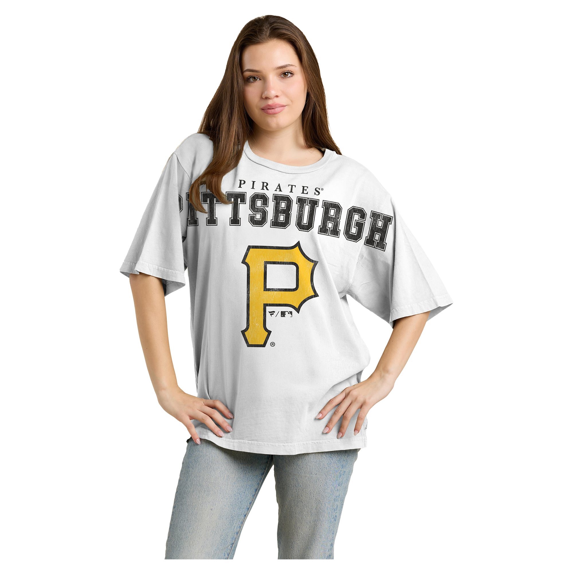 Women's Fanatics White Pittsburgh Pirates Relaxed Big Text T-Shirt