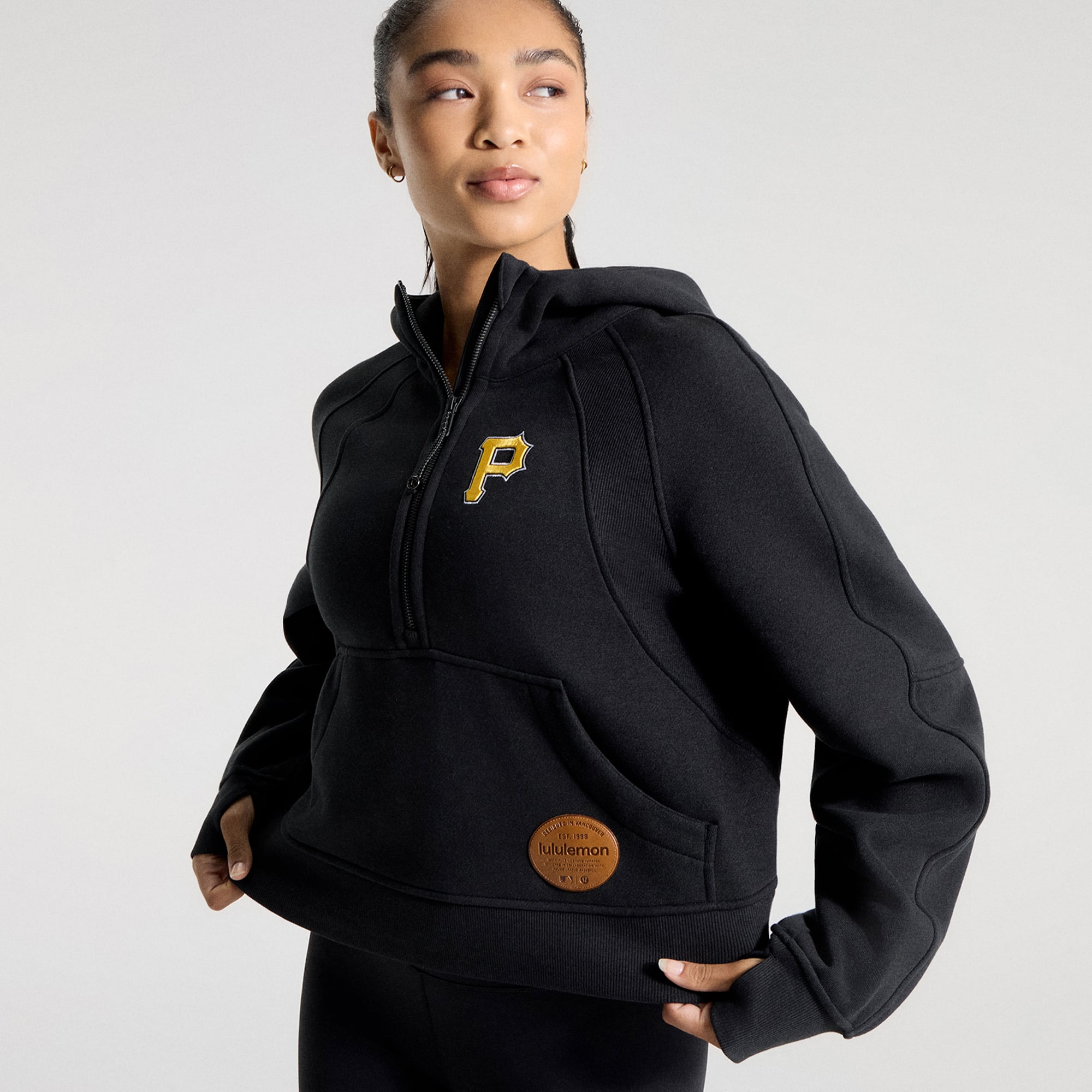 Sweat à capuche zippé oversize Pittsburgh Pirates noir pour femme de lululemon