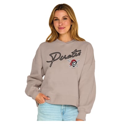  Pittsburgh Pirates Soft as a Grape Women's Snuggly Sweatshirt - Tan