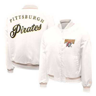 Pittsburgh Pirates Starter Women's Fashion Script Satin Full-Snap Varsity Jacket - Cream