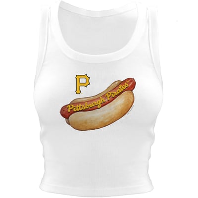 Pittsburgh Pirates Tiny Turnip Women's Hot Dog Crop Tank Top - White
