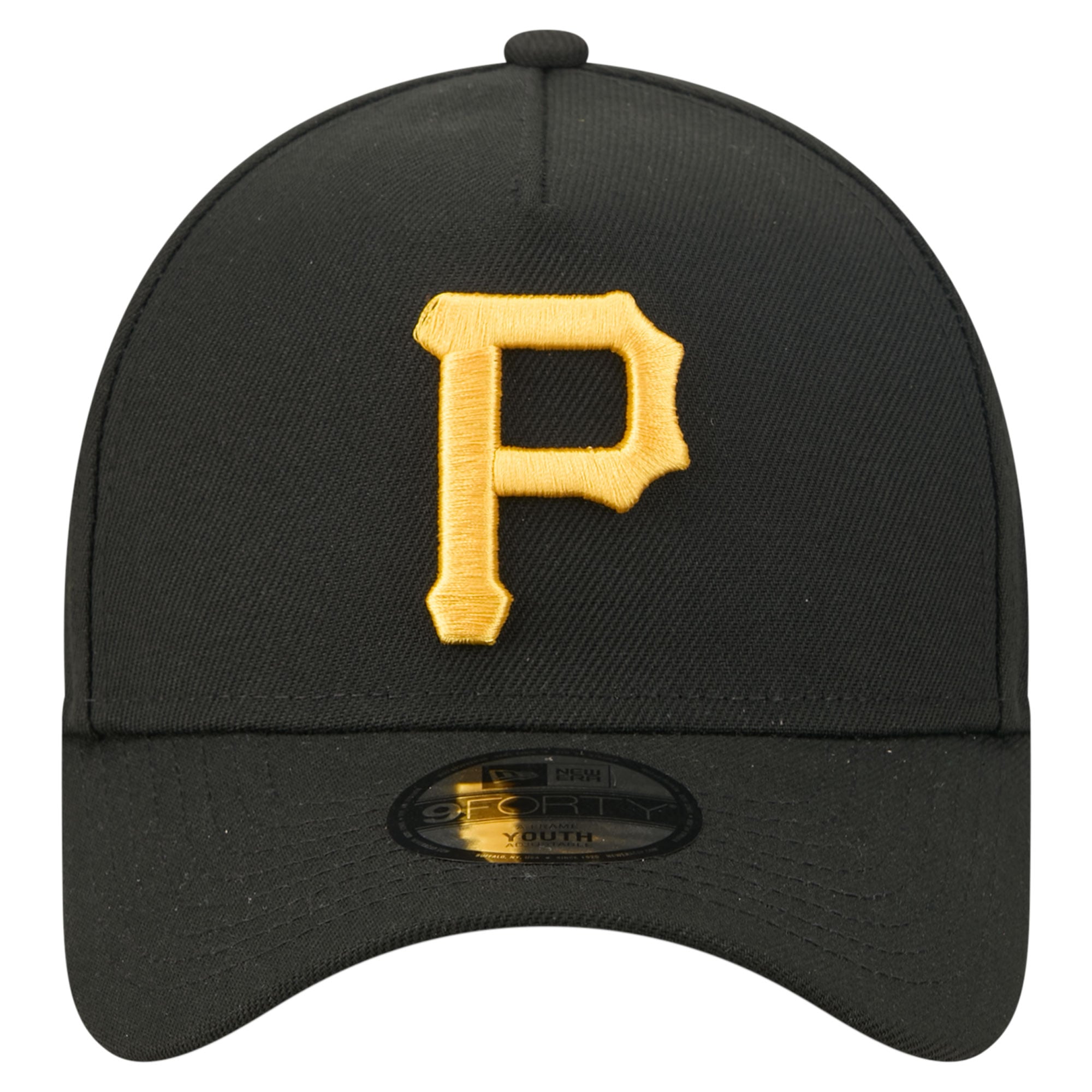 Youth New Era Black Pittsburgh Pirates Cooperstown Logo 9FORTY A-Frame Adjustable Hat