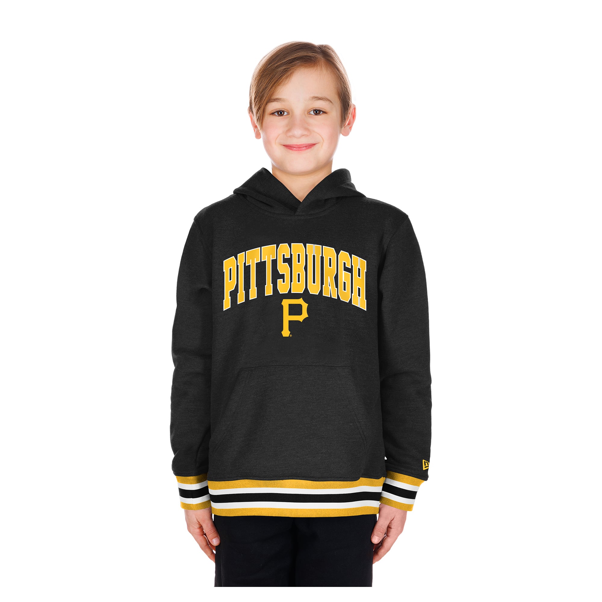 Youth New Era Black Pittsburgh Pirates Knit Trim Pullover Hoodie