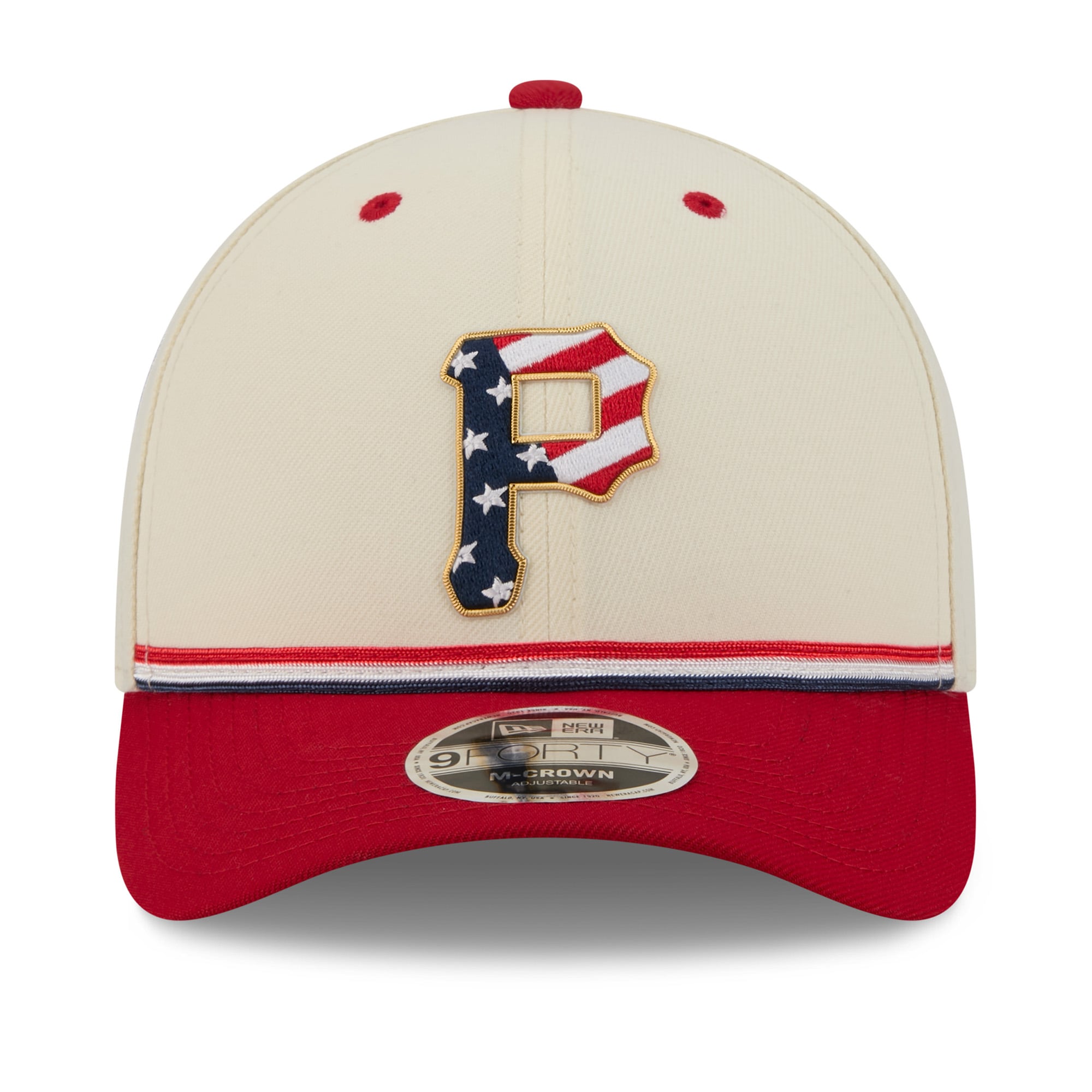Youth New Era Cream/Red Pittsburgh Pirates USA 250 9FORTY M-Crown Adjustable Hat