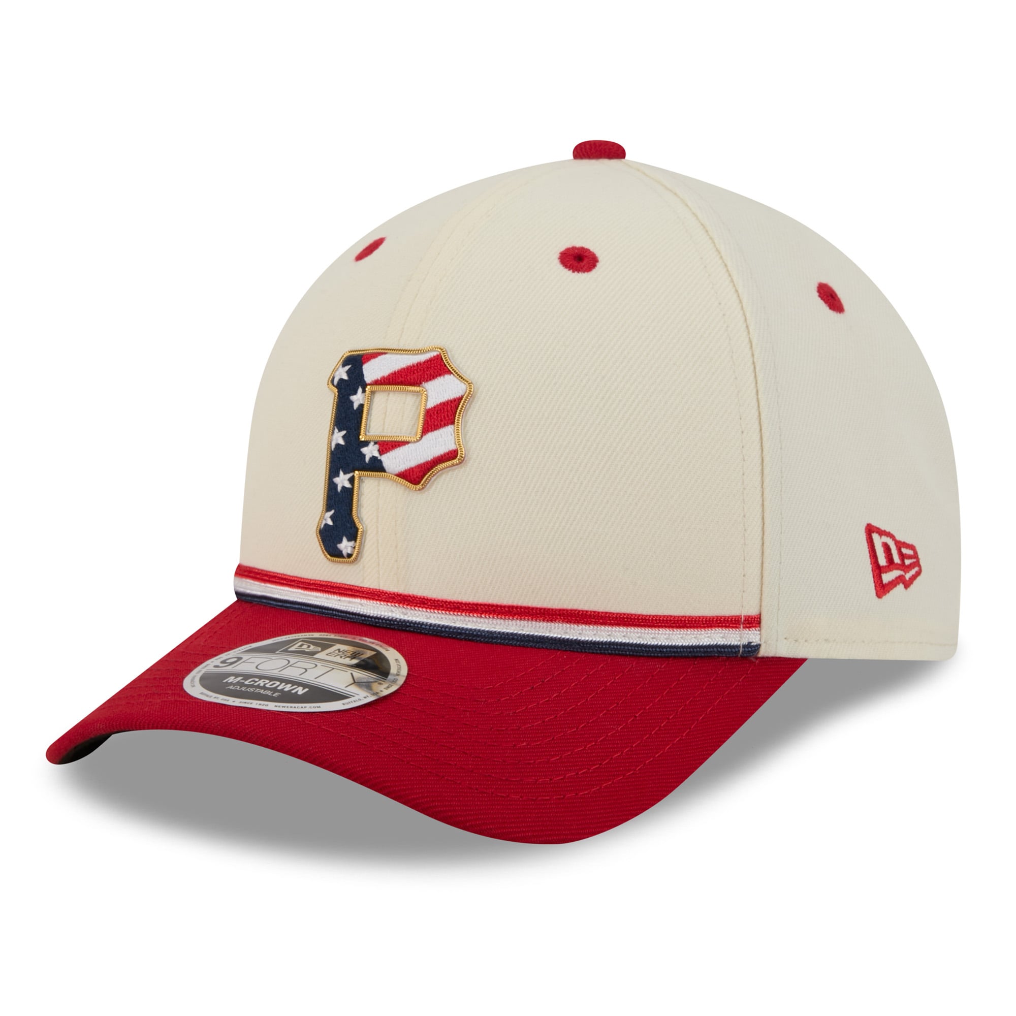 Youth New Era Cream/Red Pittsburgh Pirates USA 250 9FORTY M-Crown Adjustable Hat
