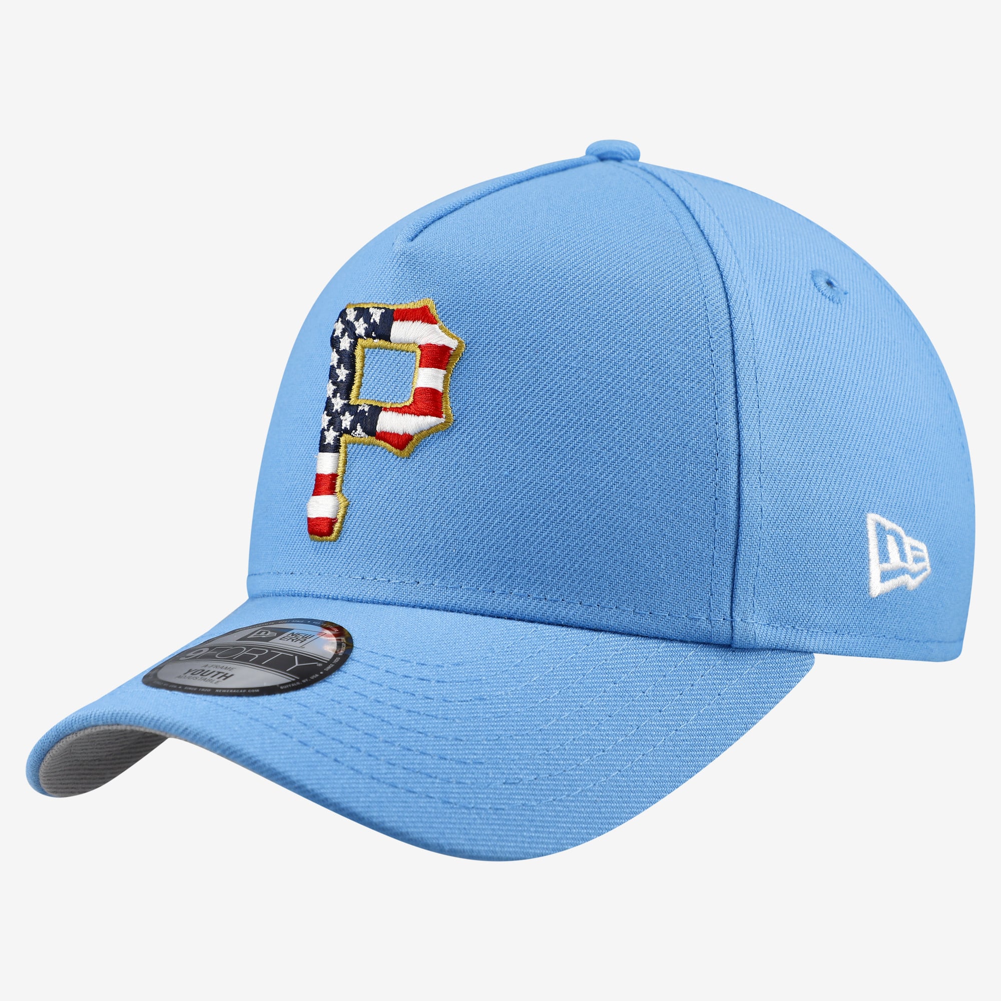 Youth New Era Light Blue Pittsburgh Pirates Celebrate America's 250th 9FORTY A-Frame Adjustable Hat