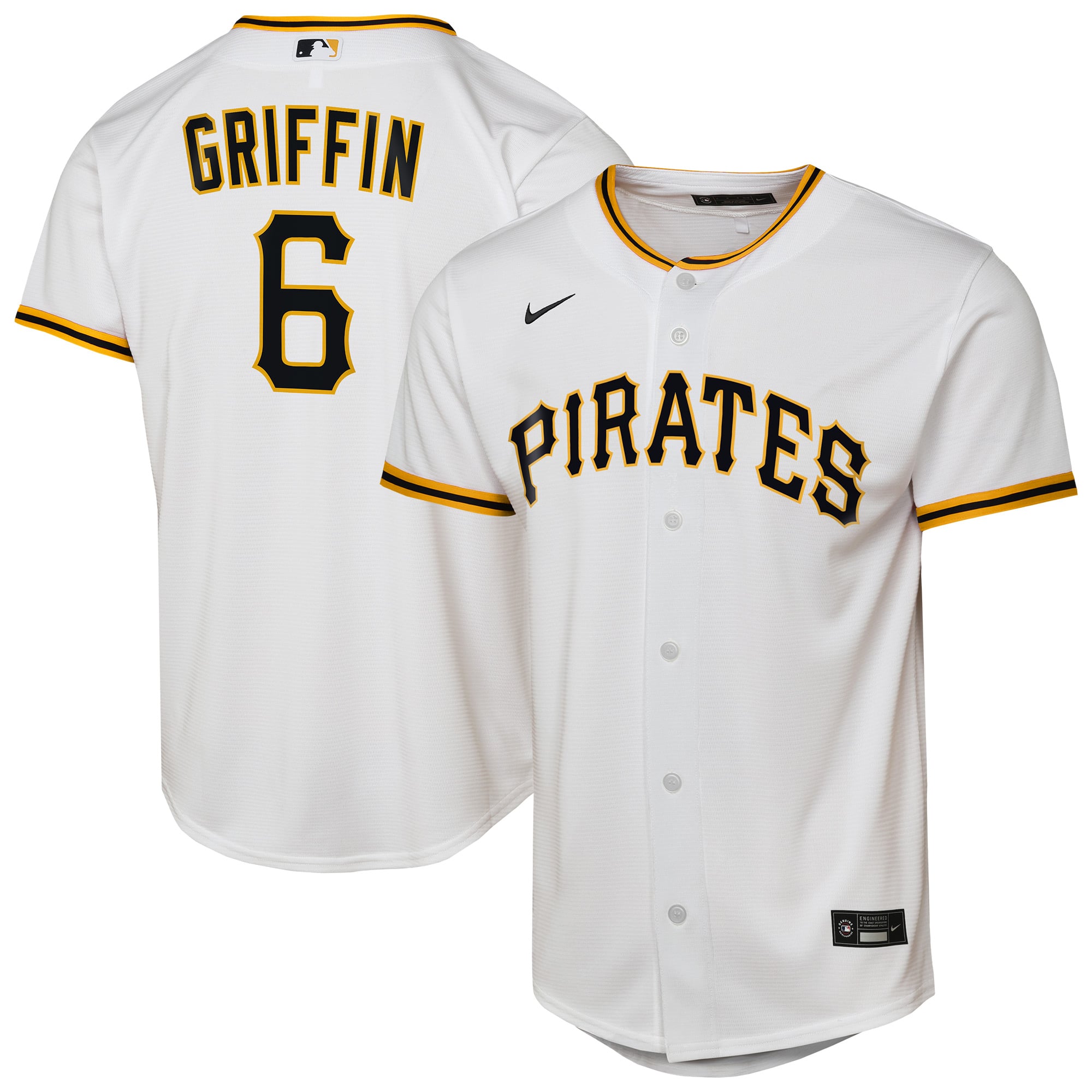 Maillot réplique domicile Nike Konnor Griffin blanc des Pirates de Pittsburgh pour jeunes