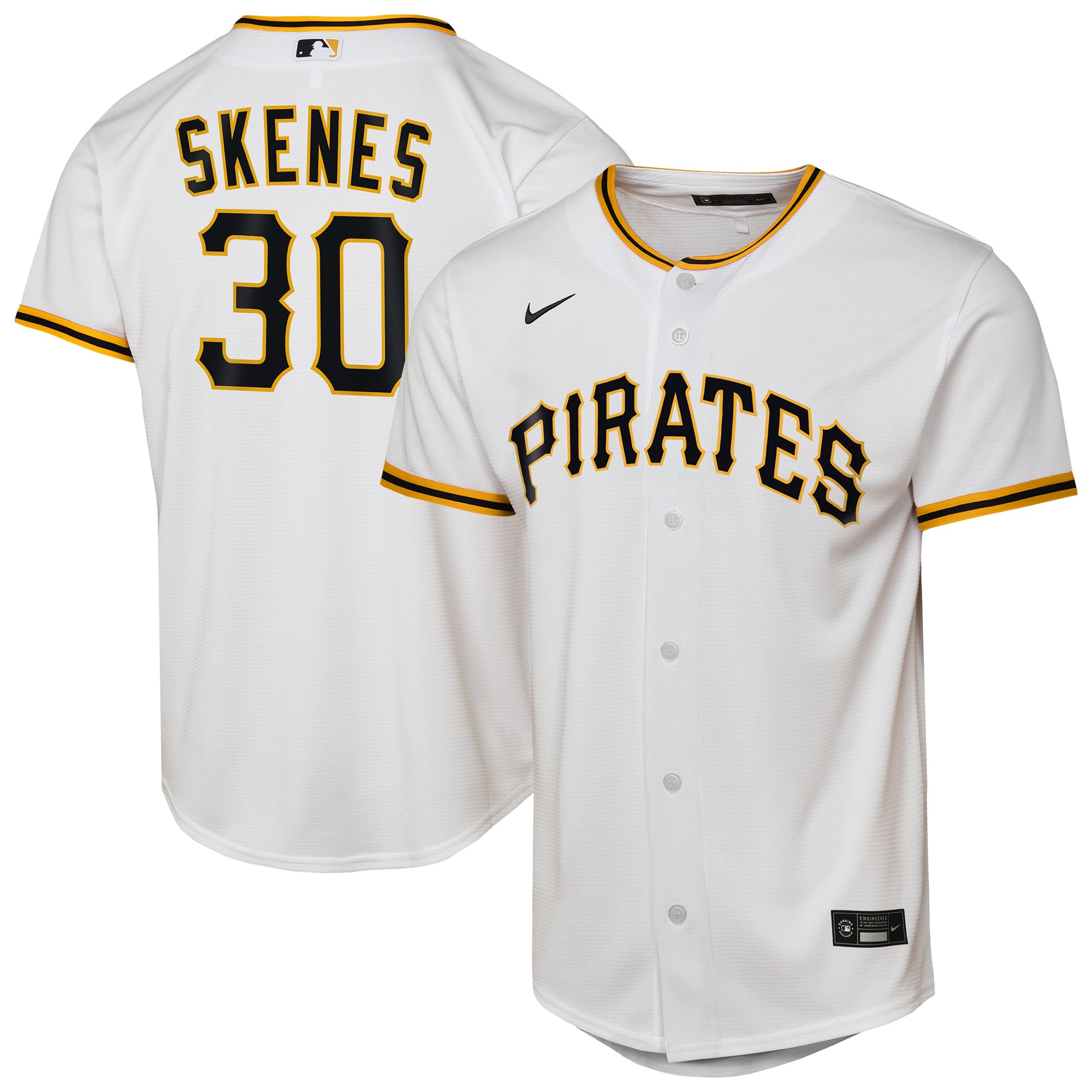 Maillot réplique domicile Nike Paul Skenes blanc des Pirates de Pittsburgh pour jeunes