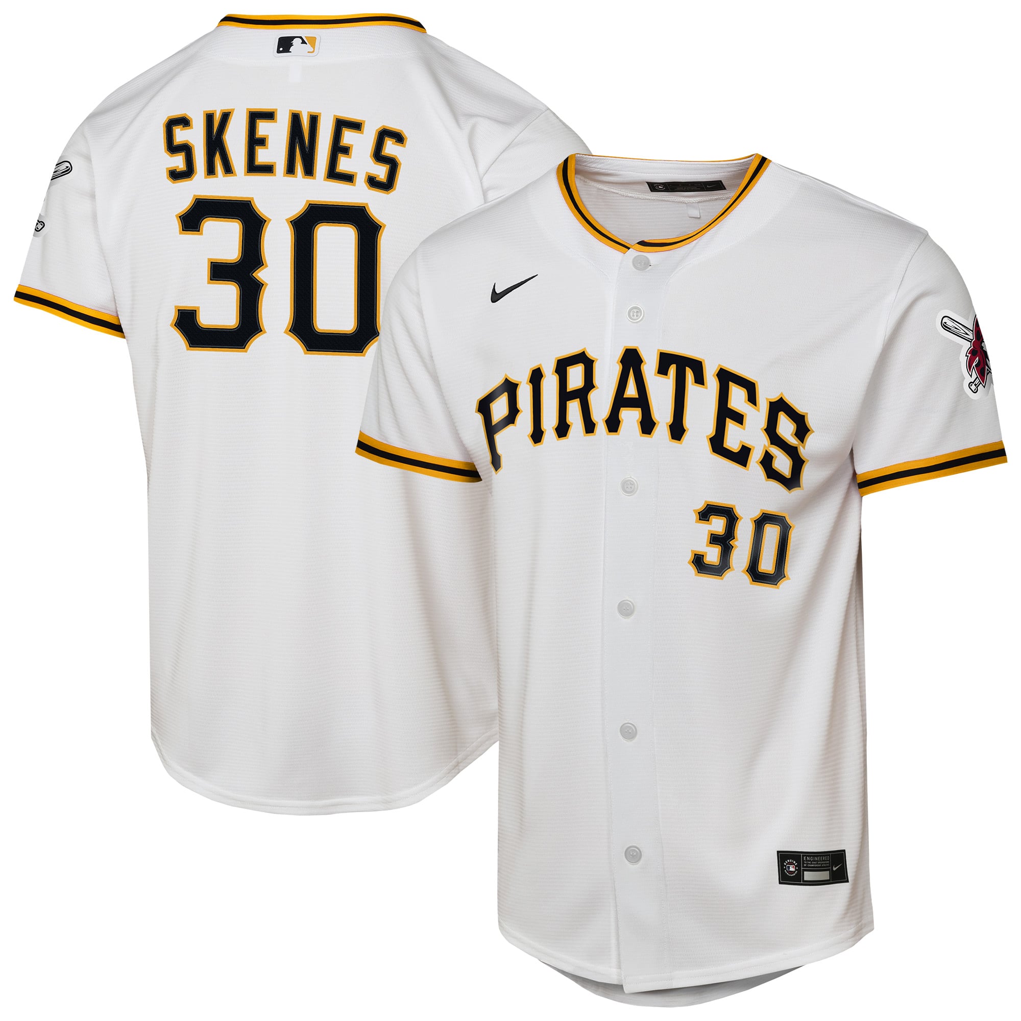 Maillot domicile Nike Paul Skenes blanc des Pirates de Pittsburgh pour jeunes