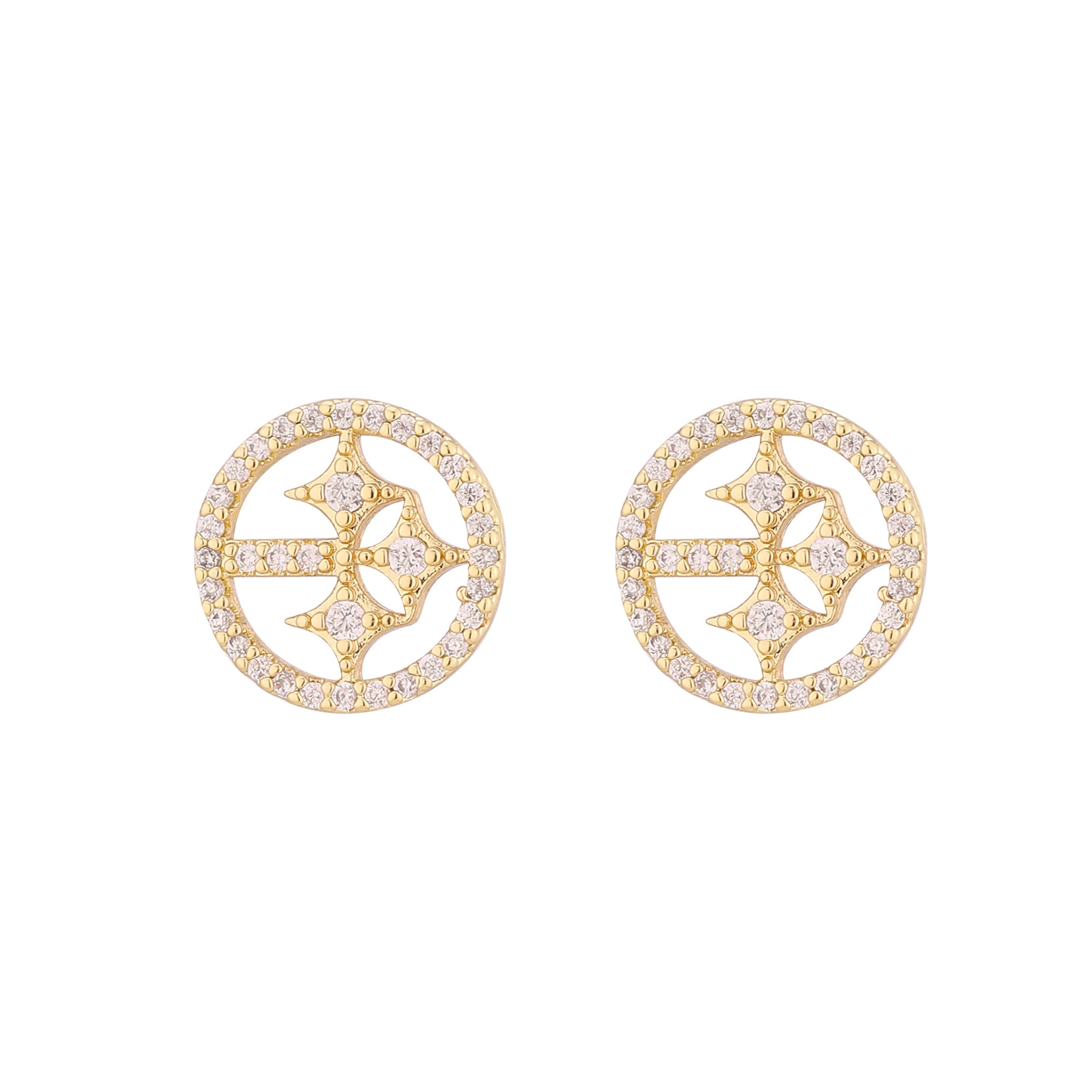 Boucles d'oreilles à clous LUV AJ Gold Pittsburgh Steelers Pavé Logo