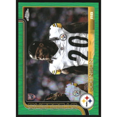 2025 Topps Chrome Photo Variations Green Refractors #323 Kaleb Johnson