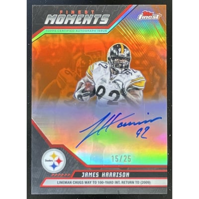 2025 Topps Finest Finest Moments Orange Auto #FMA-JH James Harrison /25
