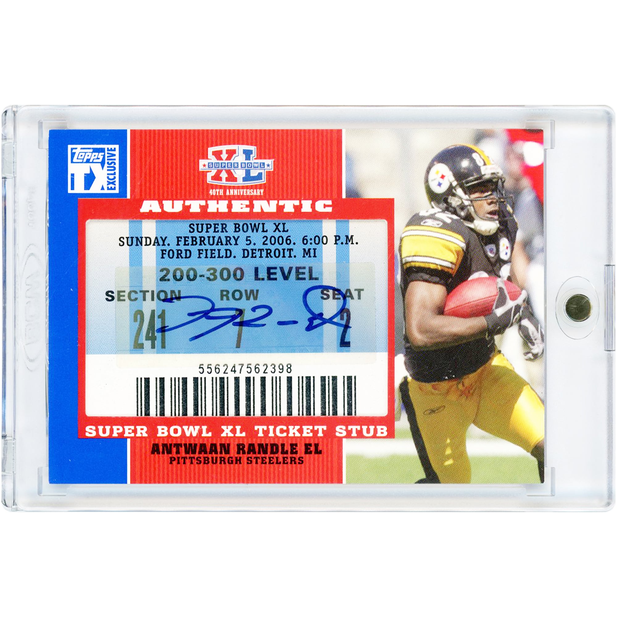 Antwaan Randle El Pittsburgh Steelers Autographed 2007 Topps TX Exclusive Super Bowl XL Ticket Stub #SB-ARE Card