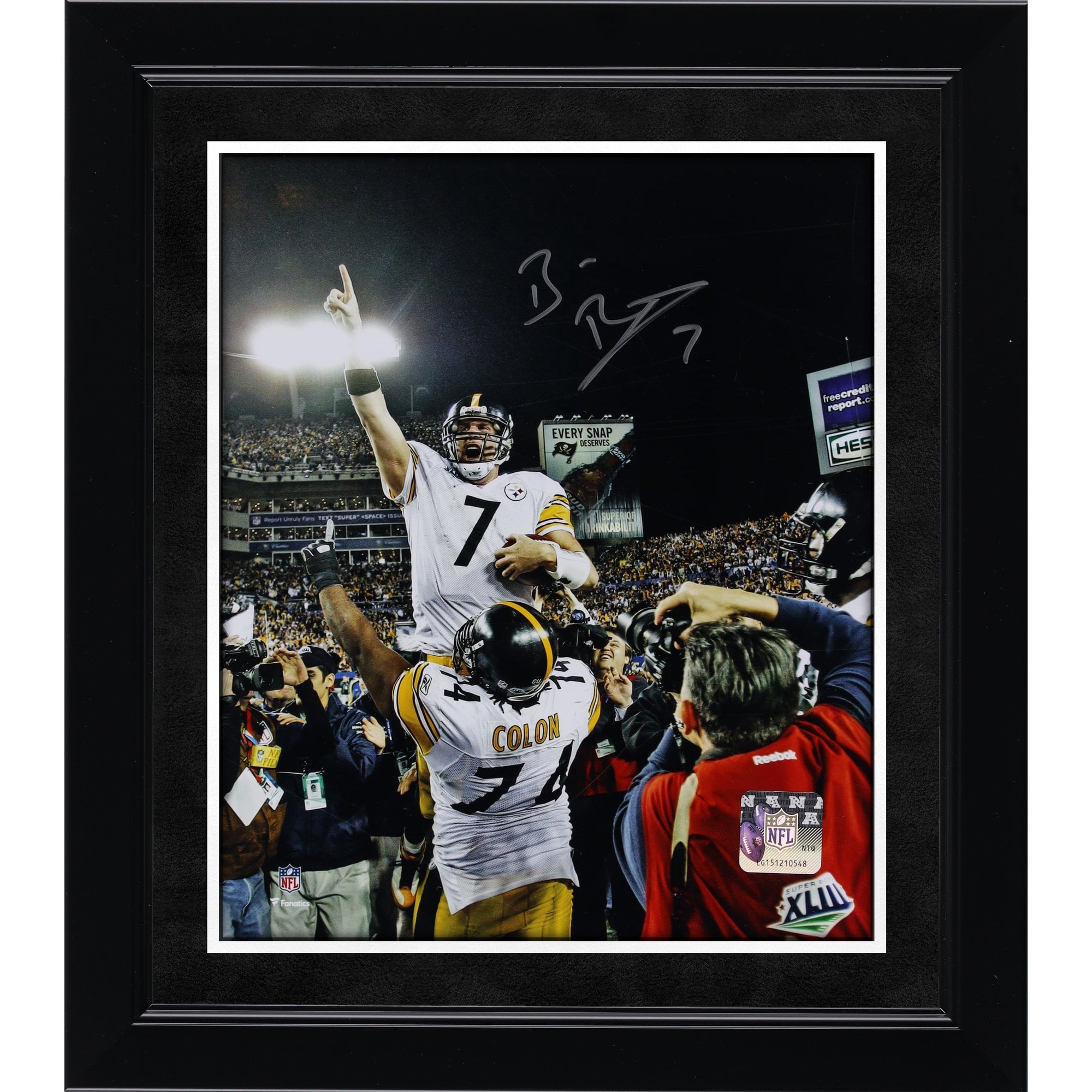 Ben Roethlisberger Pittsburgh Steelers Autographed 8" x 10" Super Bowl XLIII Celebration Photograph