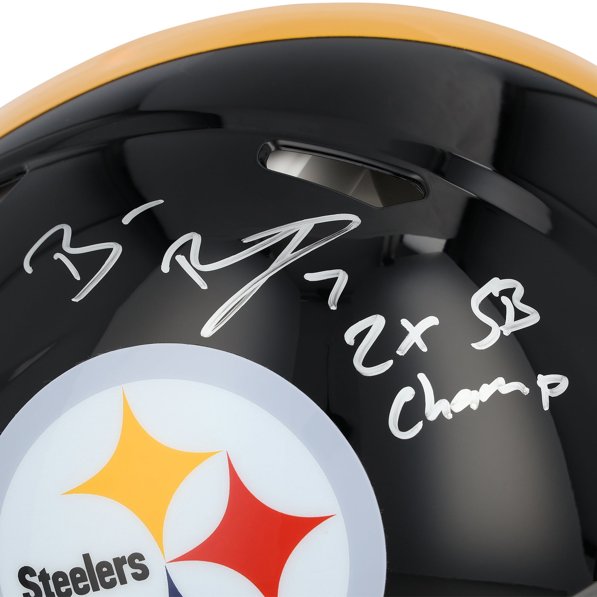 Casque Riddell Speed ​​Authentic autographié par Ben Roethlisberger des Steelers de Pittsburgh avec inscription « 2x Super Bowl Champion »