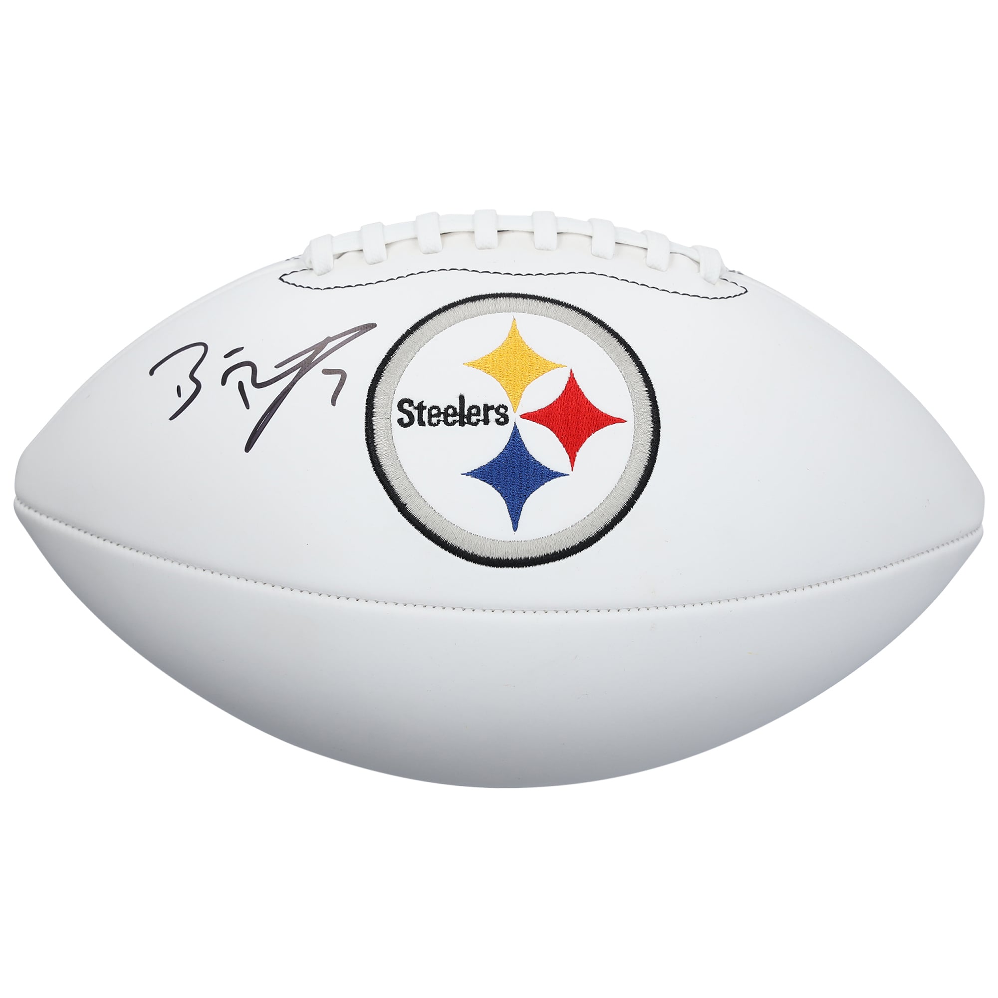 Ballon de football Wilson à panneau blanc autographié par Ben Roethlisberger des Steelers de Pittsburgh