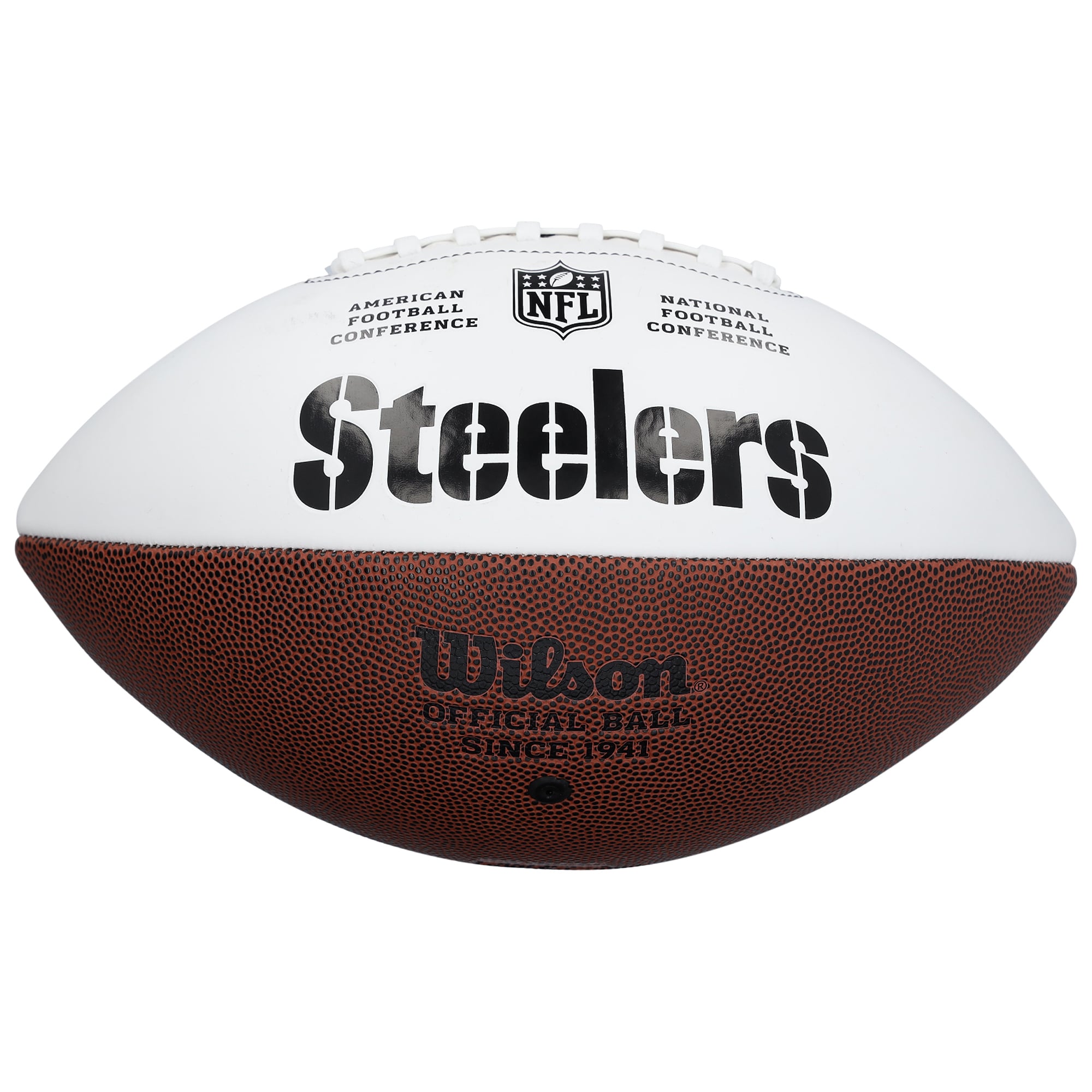 Ballon de football Wilson à panneau blanc autographié par Ben Roethlisberger des Steelers de Pittsburgh