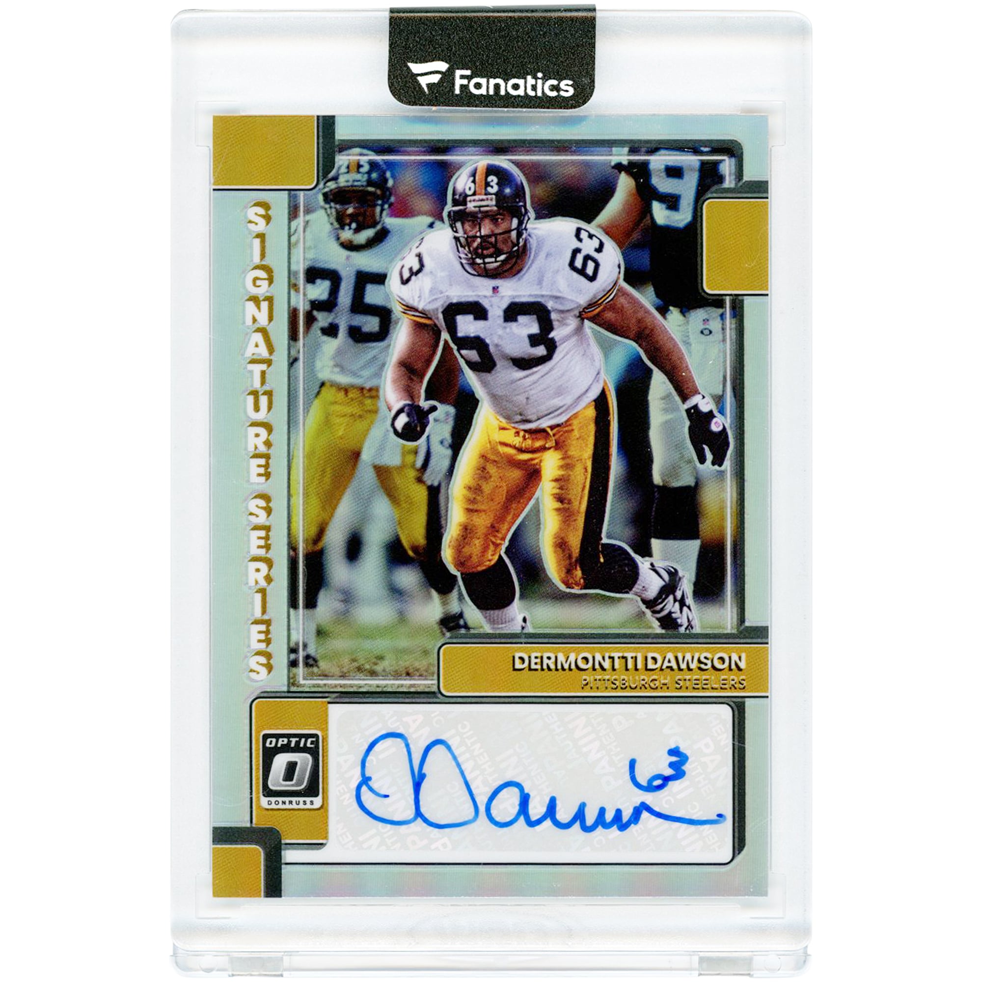 Carte autographiée de Dermontti Dawson (Pittsburgh Steelers) Panini Donruss Optic Signature Series 2022 #SS-DD