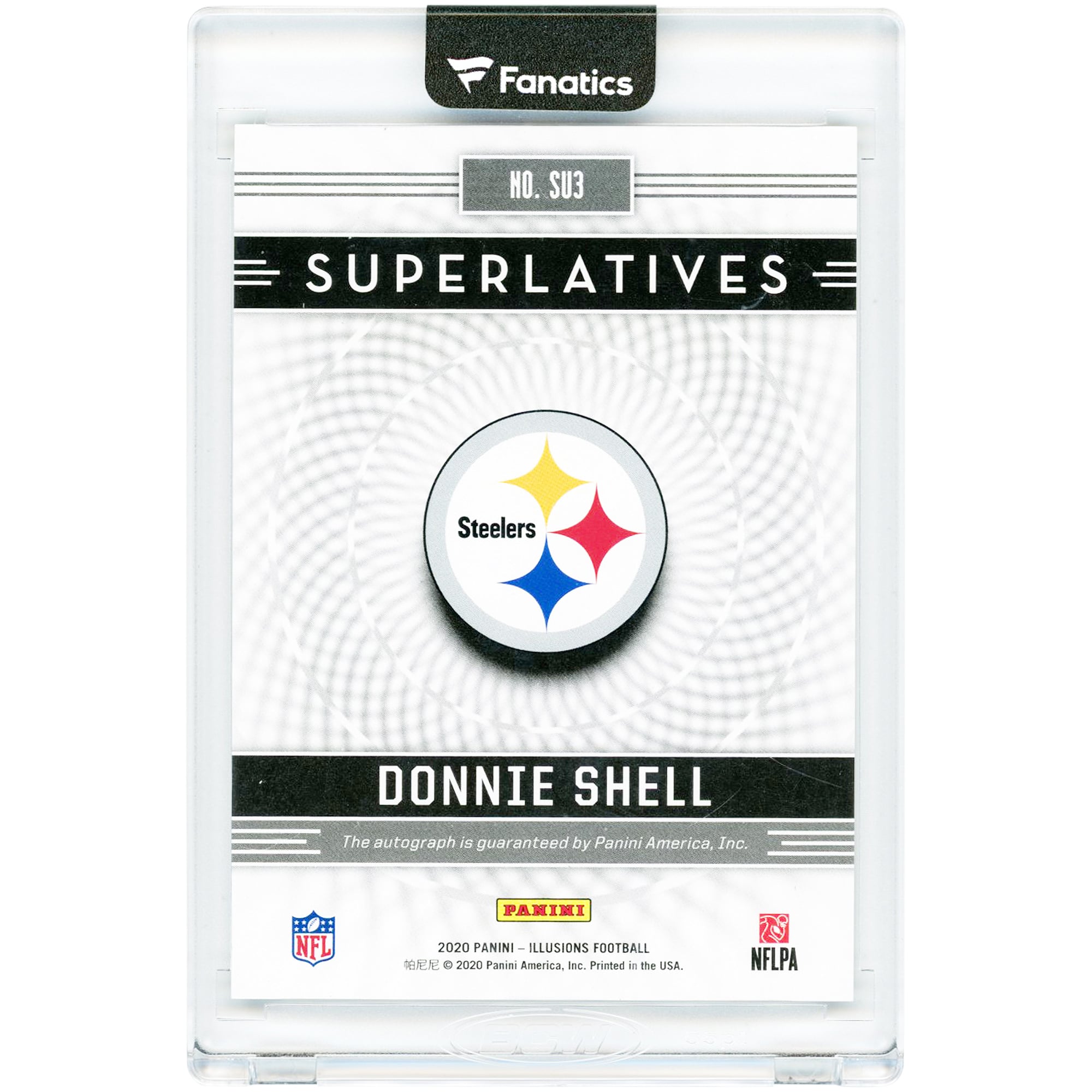 Donnie Shell Pittsburgh Steelers Autographed 2020 Panini Illusions Blue Superlatives #SU3 #33/75 Card