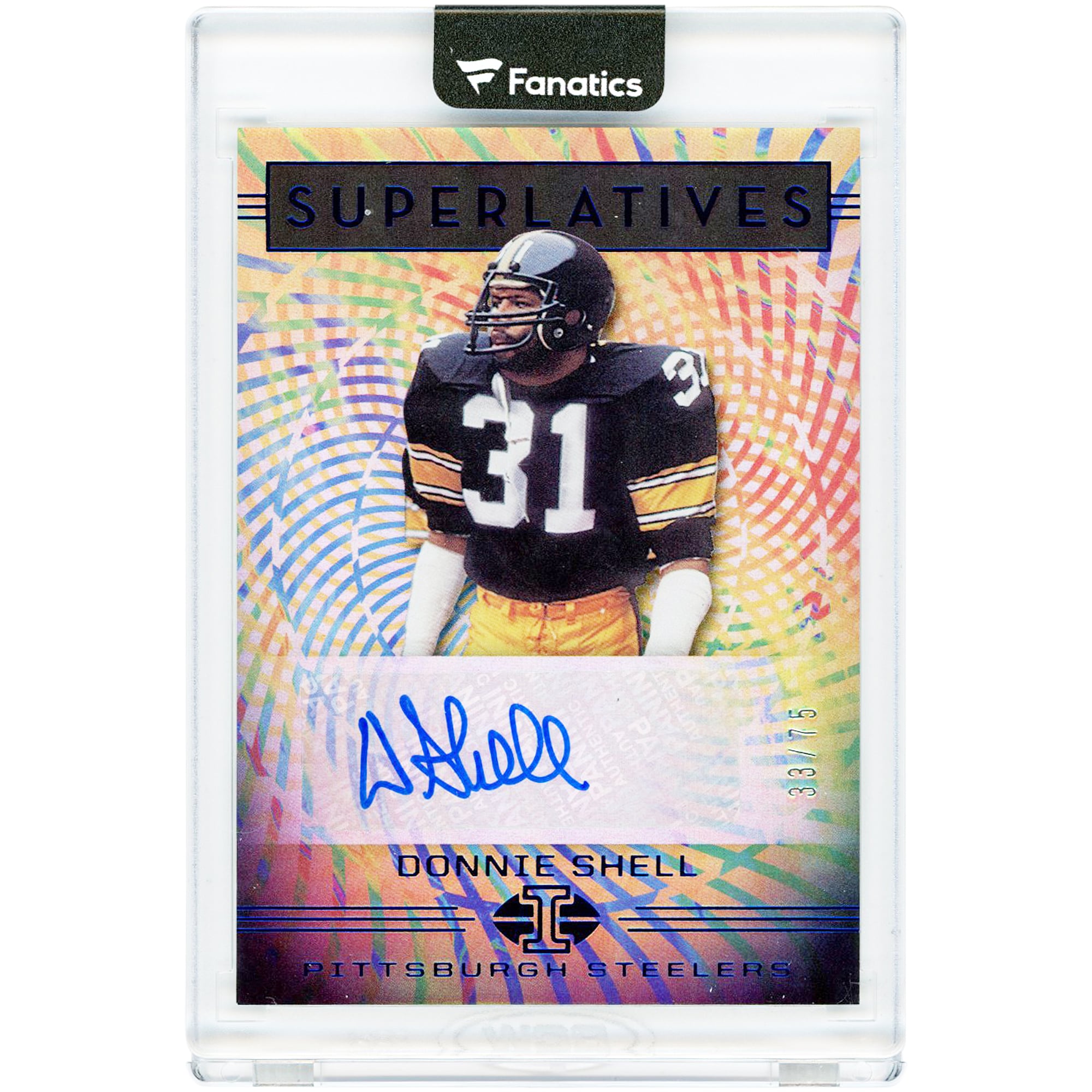 Donnie Shell Pittsburgh Steelers Autographed 2020 Panini Illusions Blue Superlatives #SU3 #33/75 Card