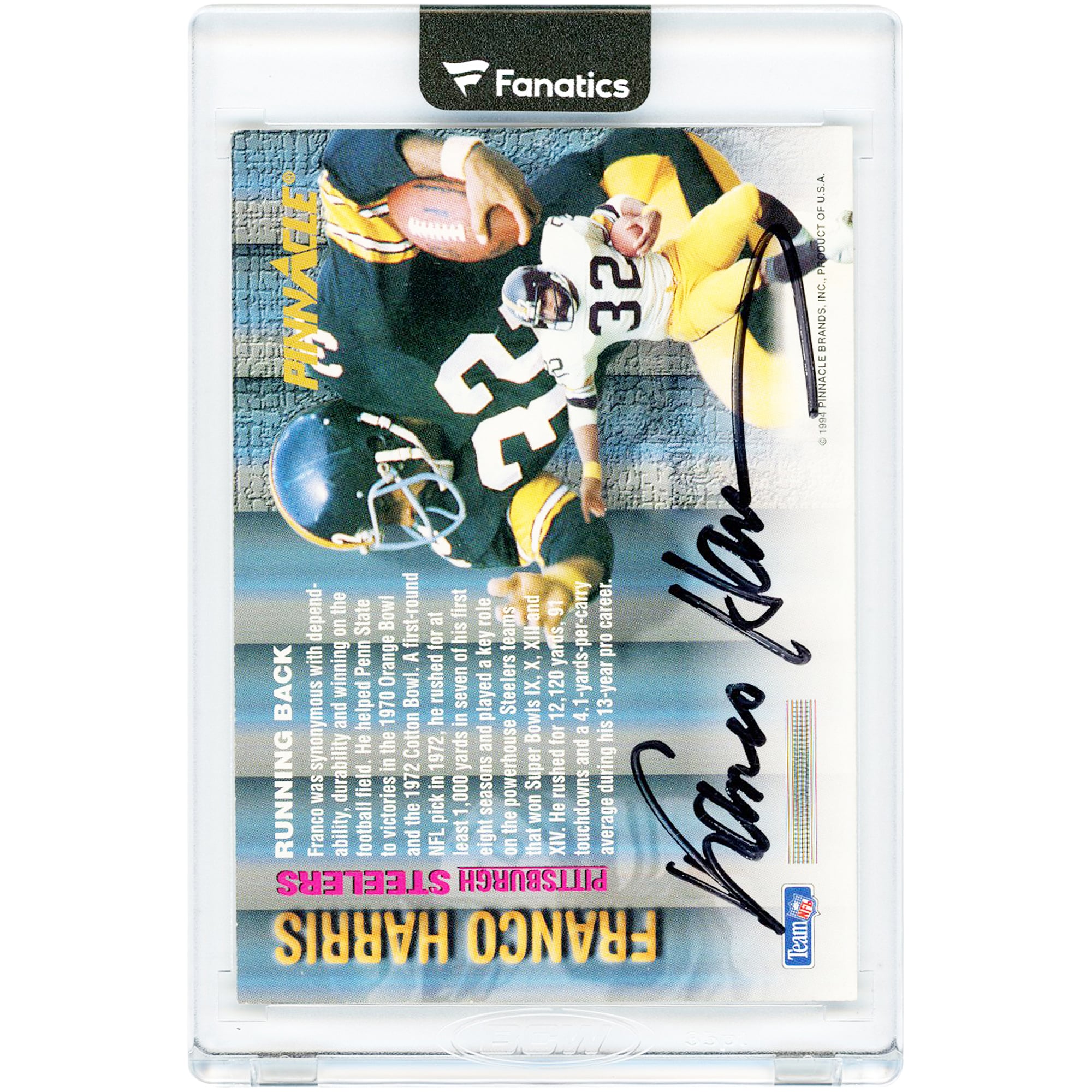 Franco Harris Pittsburgh Steelers Autographed 1994 Pinnacle #NNO Card