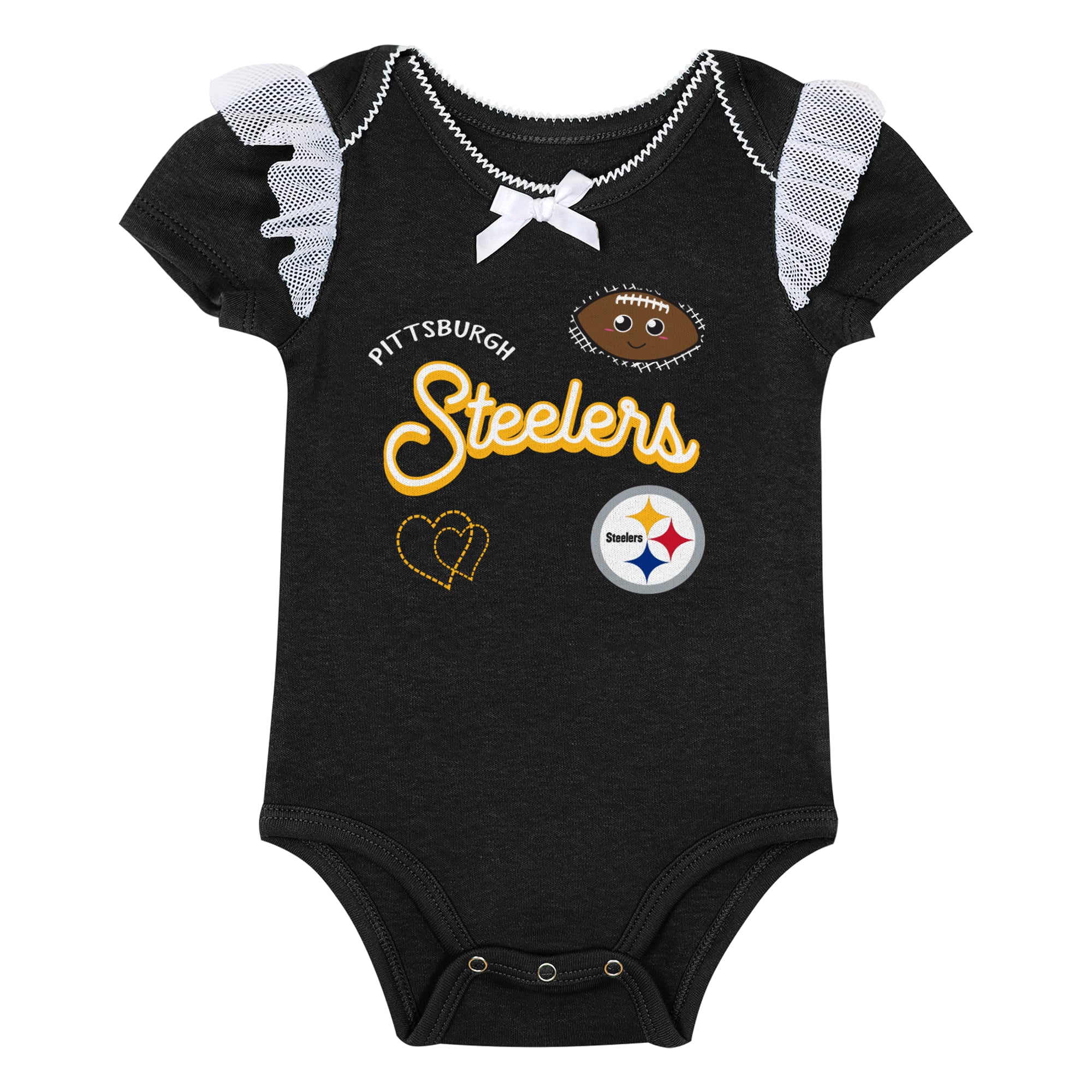 Ensemble body et jupe imprimé cœurs fondus Pittsburgh Steelers noirs pour bébé fille Outerstuff