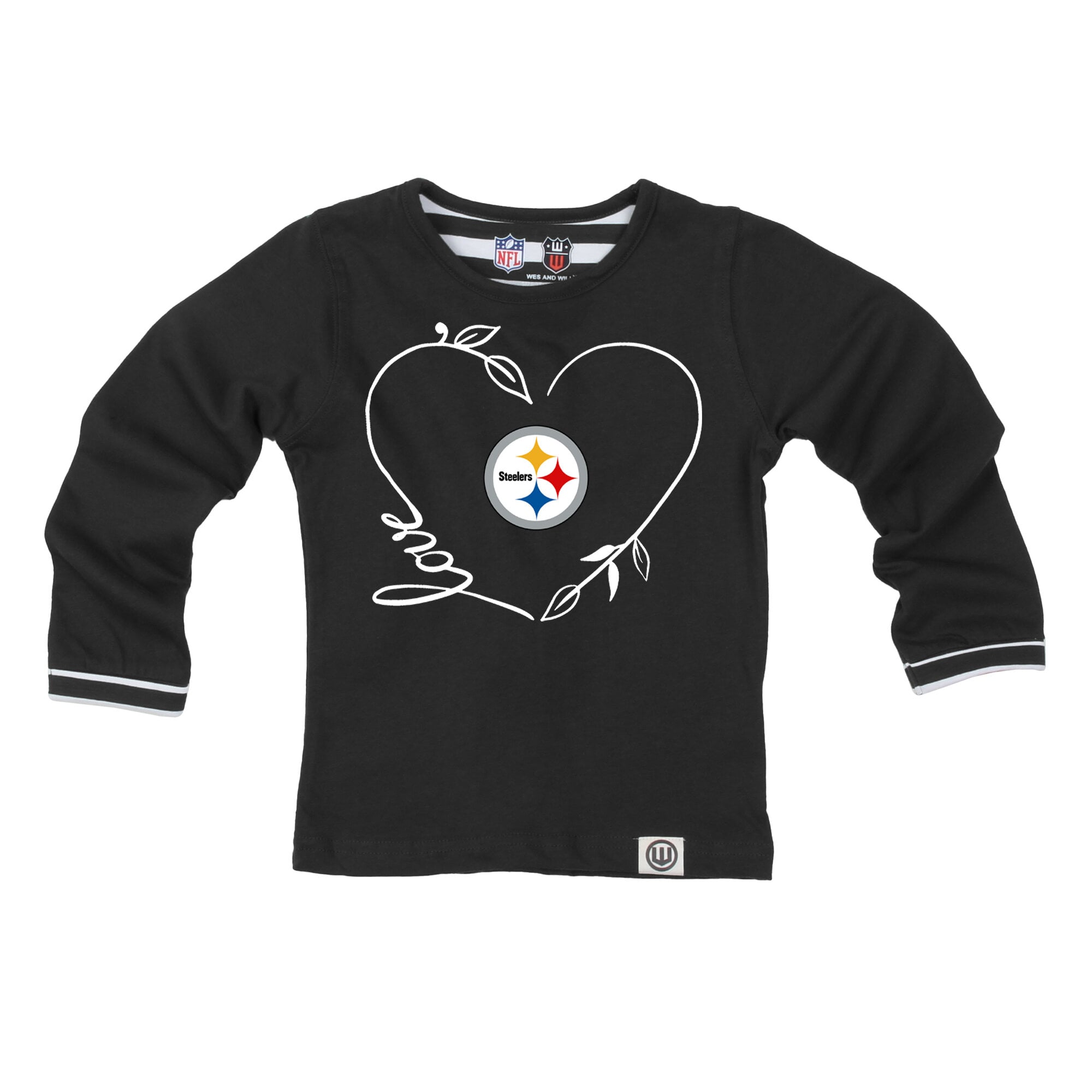 Ensemble Wes & Willy noir Pittsburgh Steelers pour petites filles, motif cœur et rayures