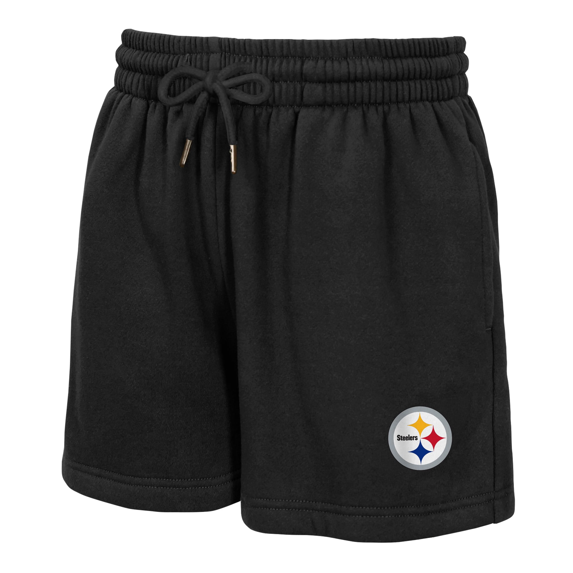 Ensemble sweat-shirt et short Pittsburgh Steelers Red Zone en polaire noire à col V, par Erin Andrews, pour jeunes filles.