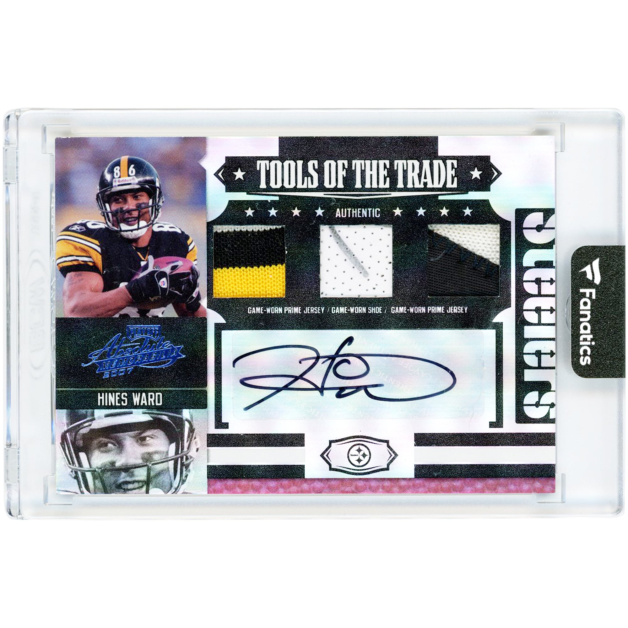 Hines Ward Pittsburgh Steelers Autographed 2007 Playoff Absolute Triple Game Used Relics #TOT-68 #3/5 Card