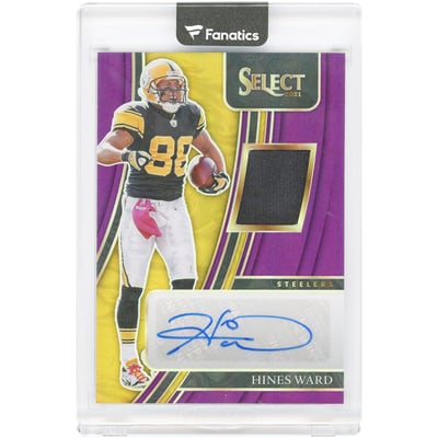 Hines Ward Pittsburgh Steelers Autographed 2021 Panini Select Signature Memorabilia Jersey Relic Purple Prizm #SMP-HWA #17/49 Card 