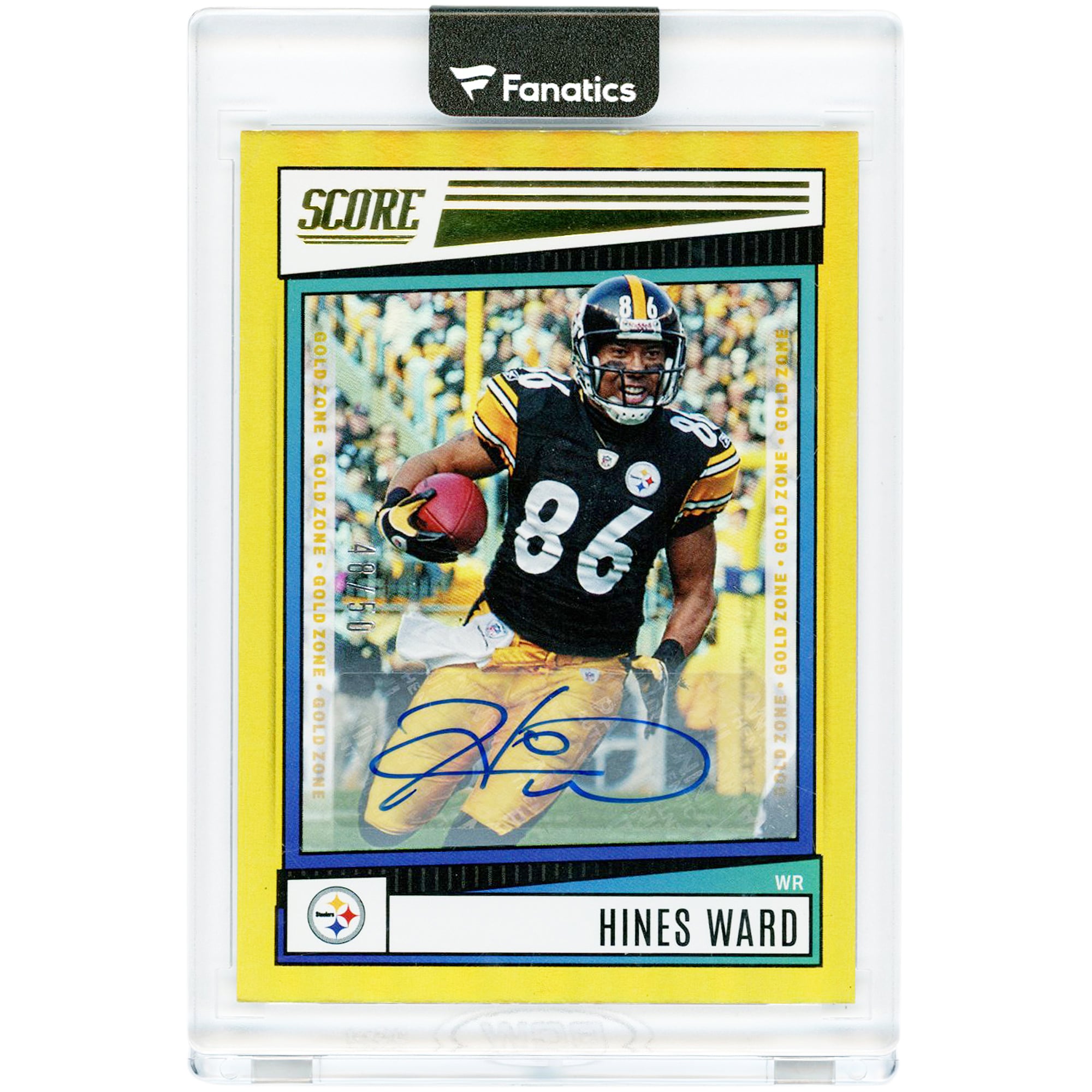 Hines Ward Pittsburgh Steelers Autographed 2022 Panini Score Gold Zone #218 #48/50 Card