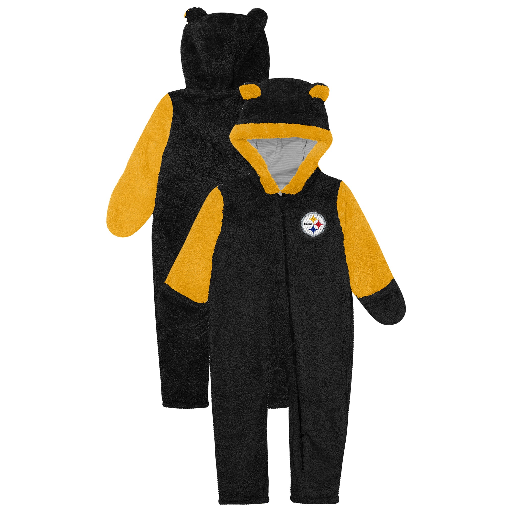 Infant Outerstuff Black Pittsburgh Steelers Stay Napping Fleece Full-Zip Hooded Sleeper