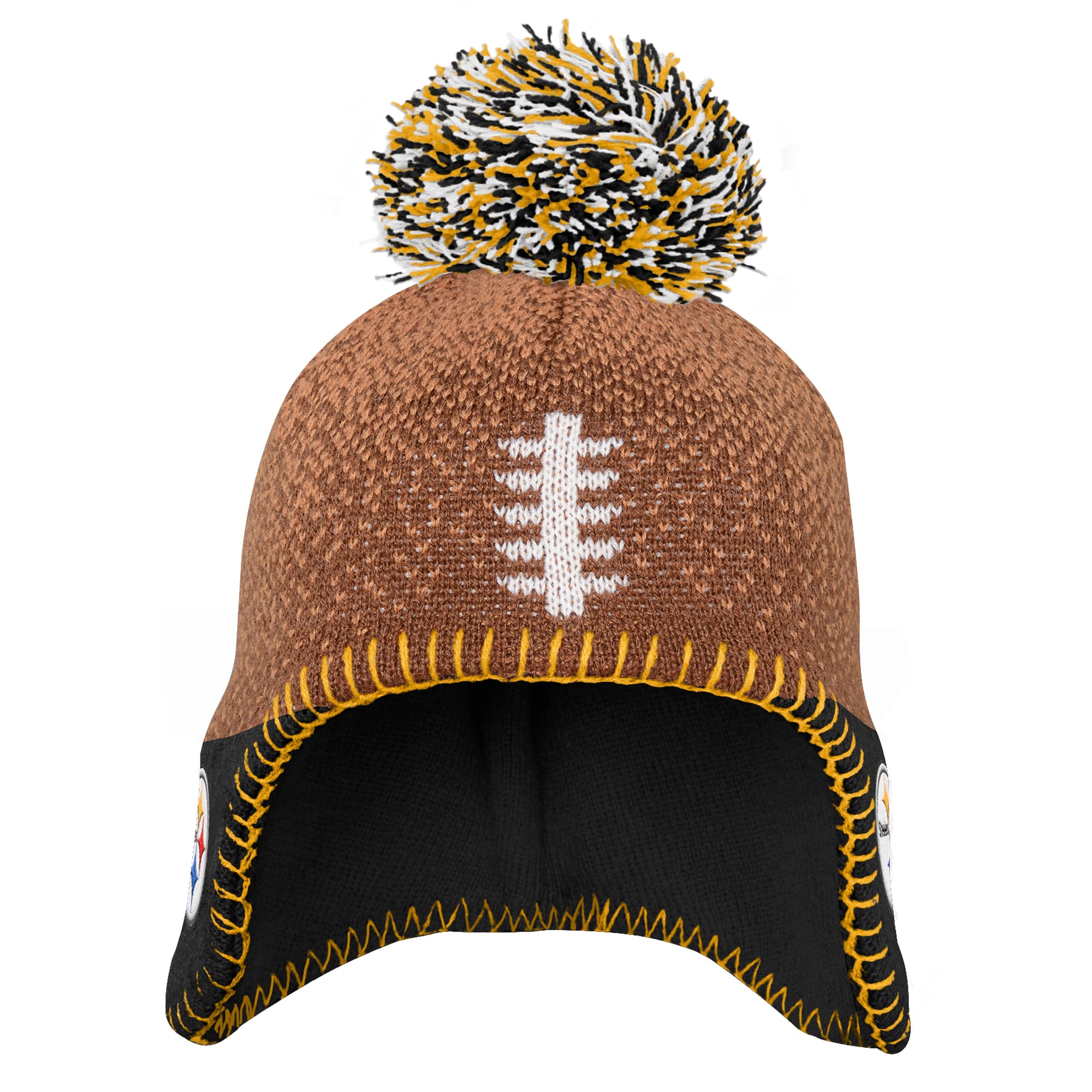 Infant Outerstuff Brown Pittsburgh Steelers Football Head Knit Hat