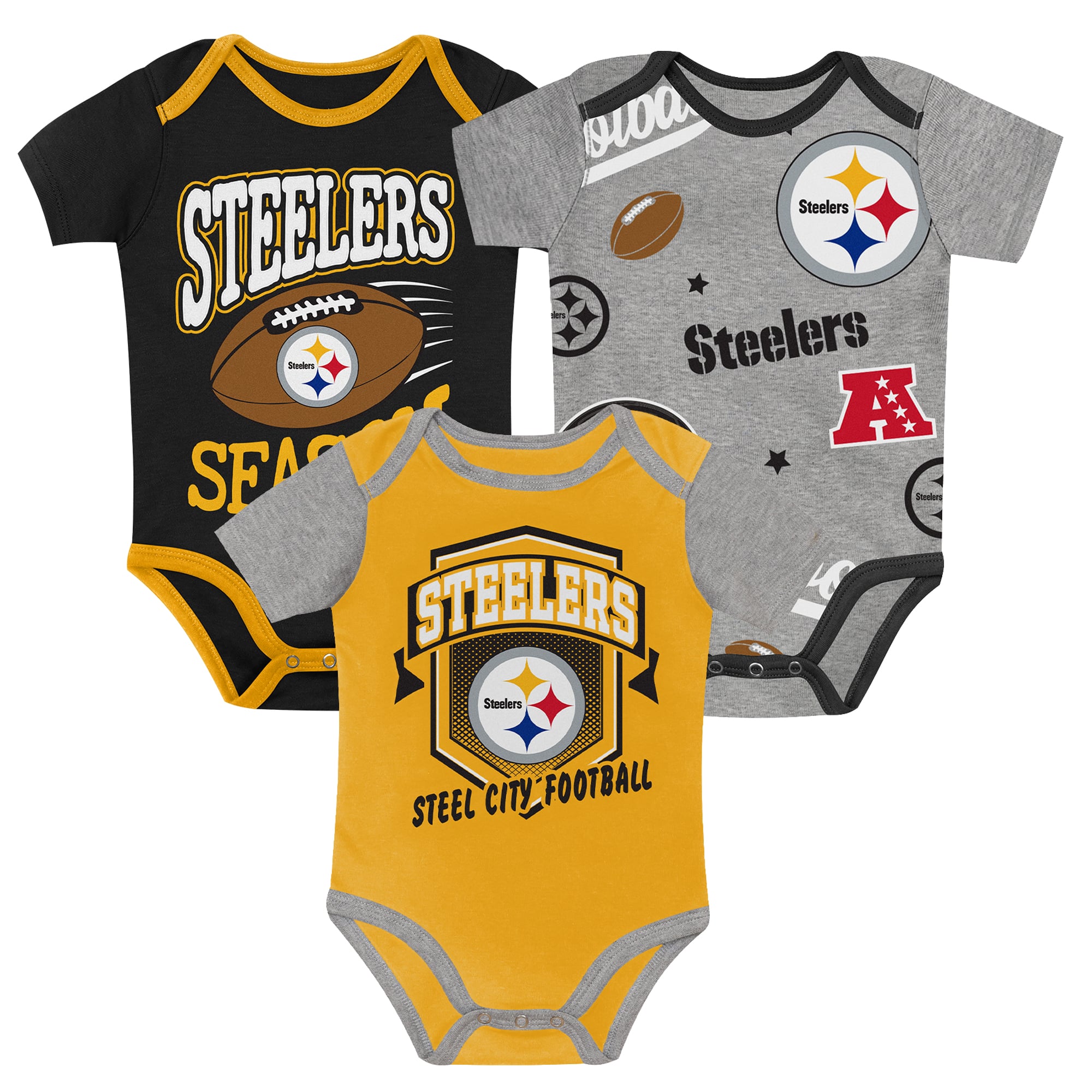 Infant Outerstuff Pittsburgh Steelers First Round Pick 3-Piece Bodysuit Set
