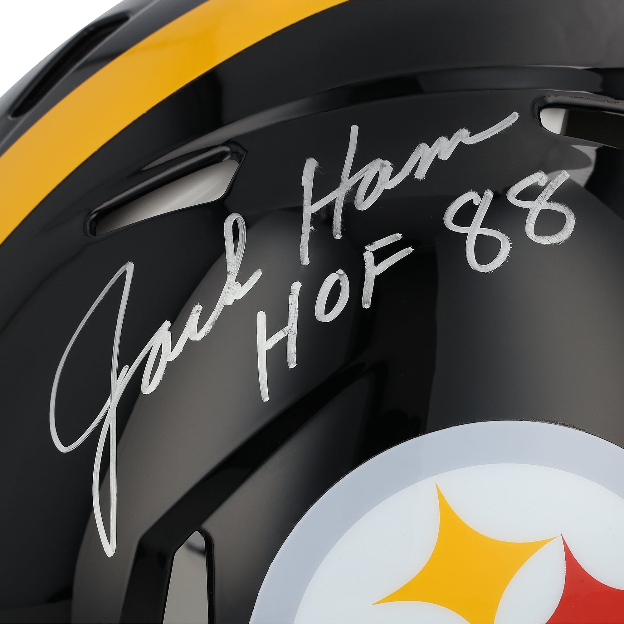 Casque Riddell Speed ​​Authentic autographié par Jack Ham des Steelers de Pittsburgh avec inscription « HOF 88 »