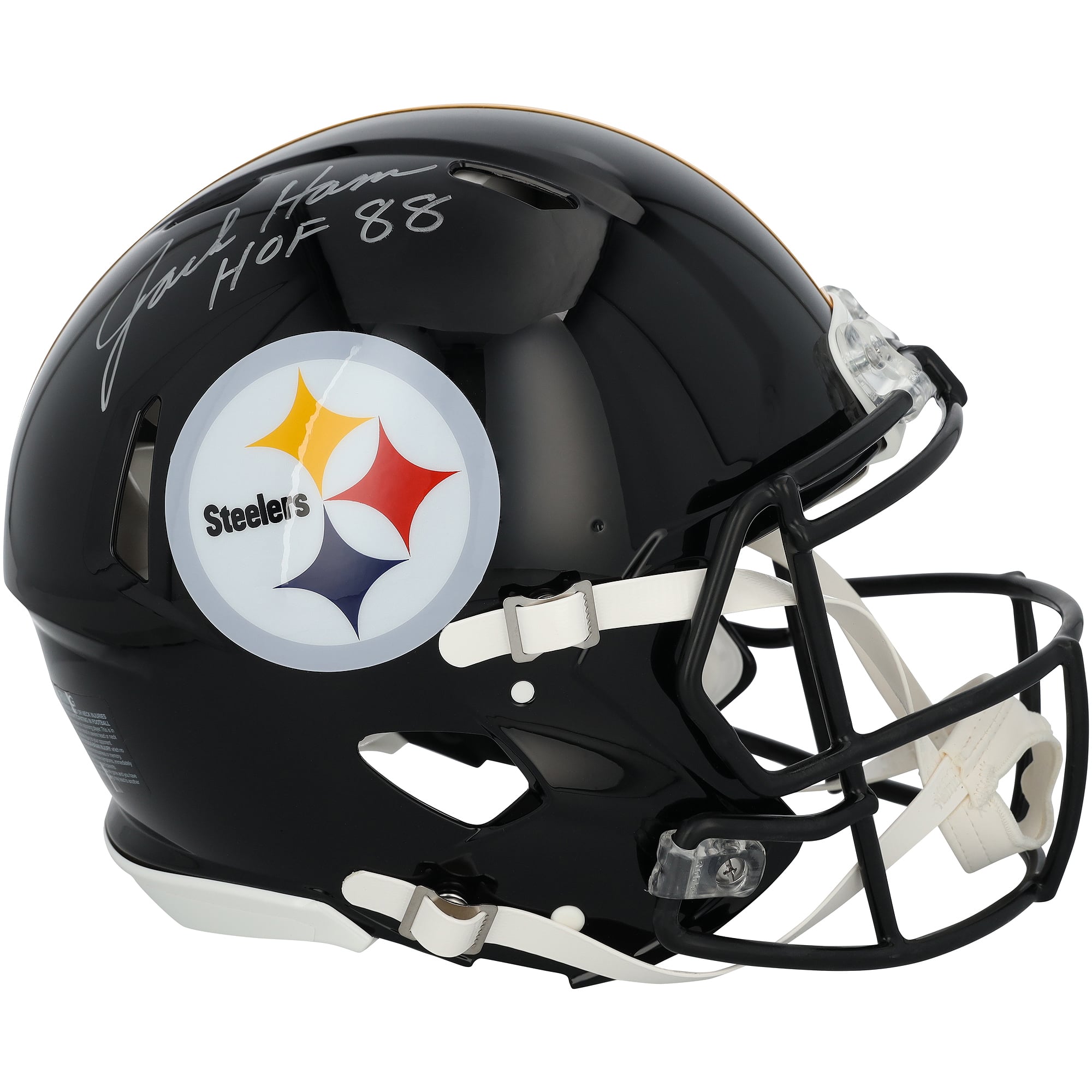 Casque Riddell Speed ​​Authentic autographié par Jack Ham des Steelers de Pittsburgh avec inscription « HOF 88 »