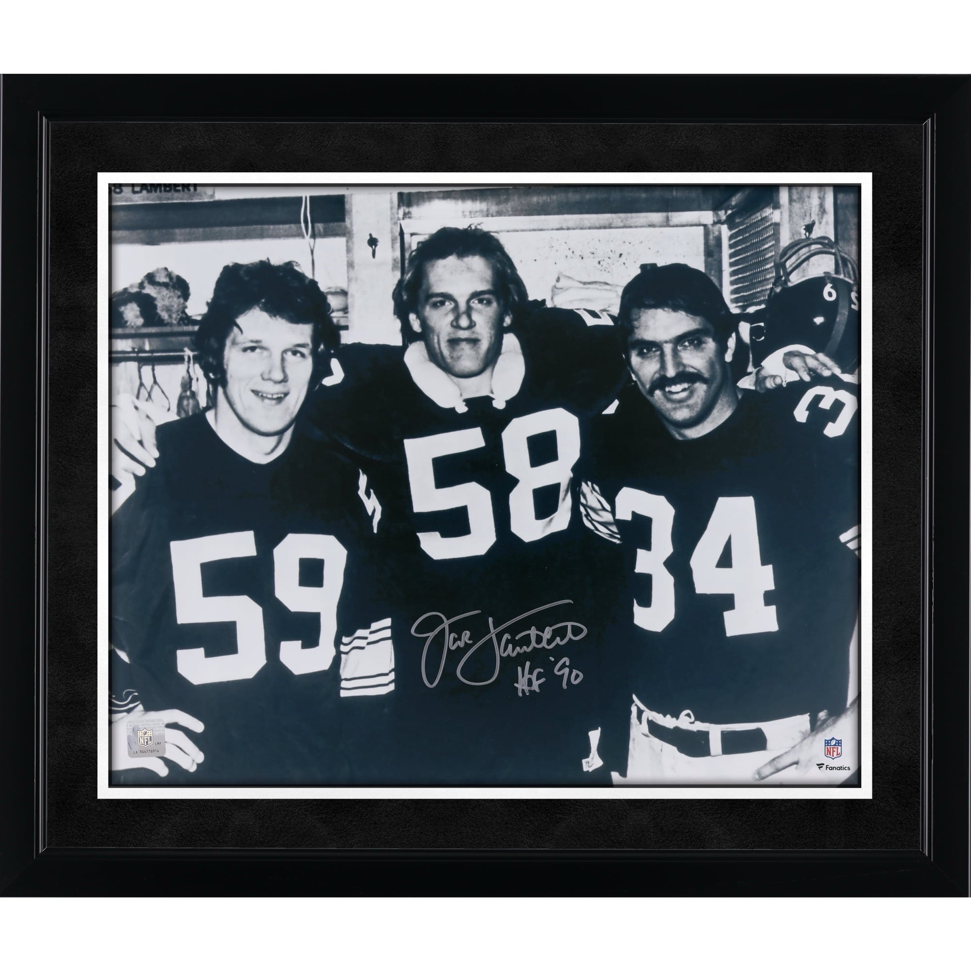 Jack Lambert Pittsburgh Steelers Autographed 16" x 20" Locker Room Photograph with "HOF 90" Inscription