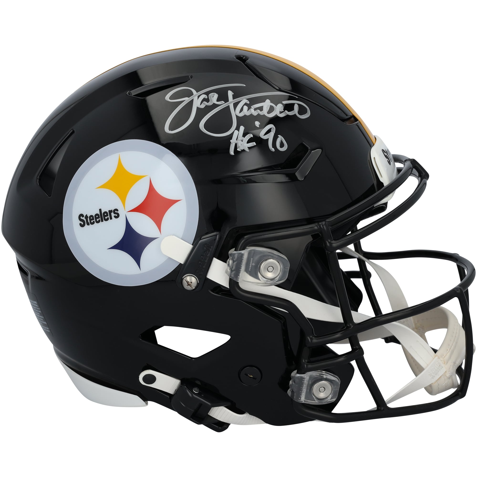 Casque Riddell Speed ​​Flex Authentic autographié par Jack Lambert des Steelers de Pittsburgh avec inscription « HOF 90 »