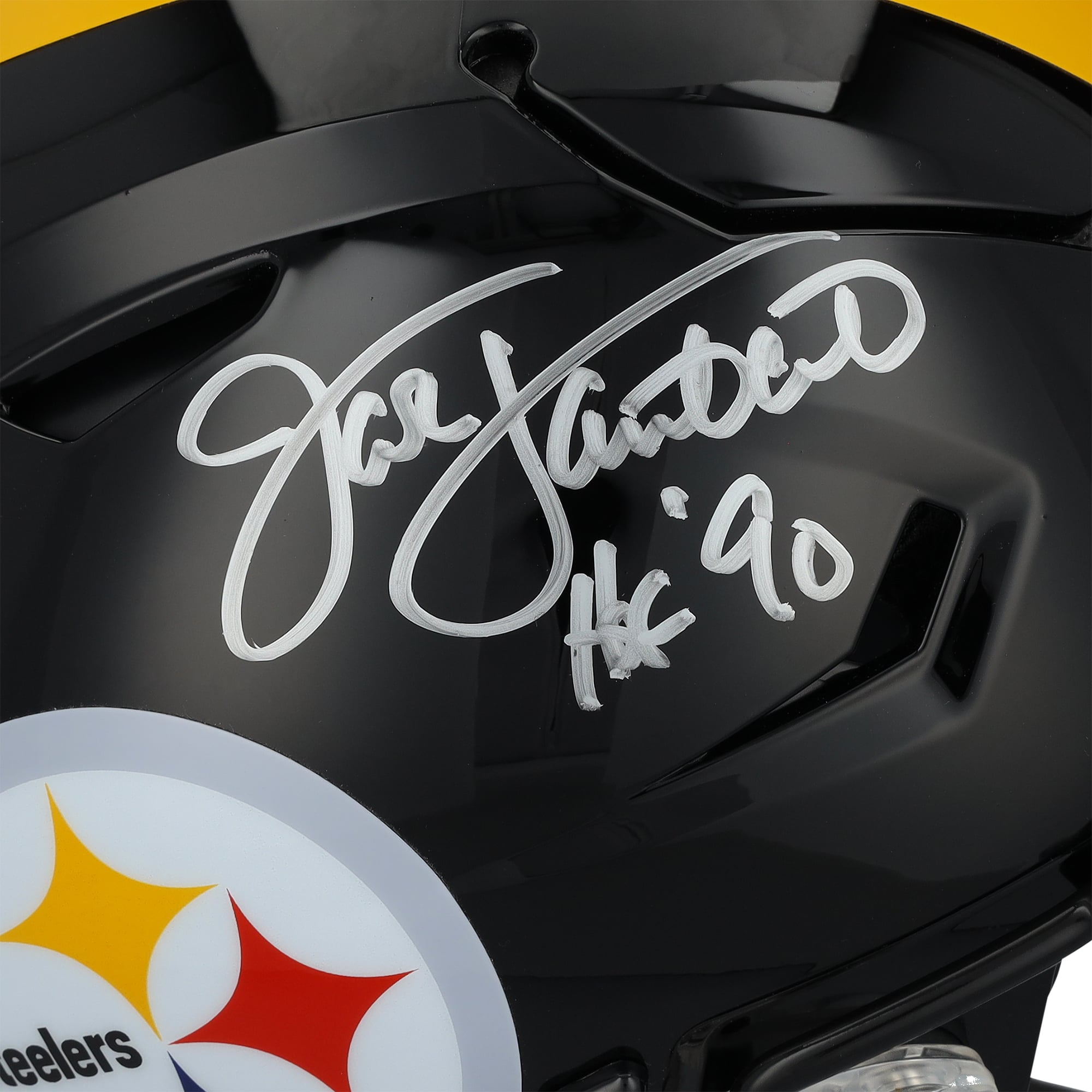 Casque Riddell Speed ​​Flex Authentic autographié par Jack Lambert des Steelers de Pittsburgh avec inscription « HOF 90 »