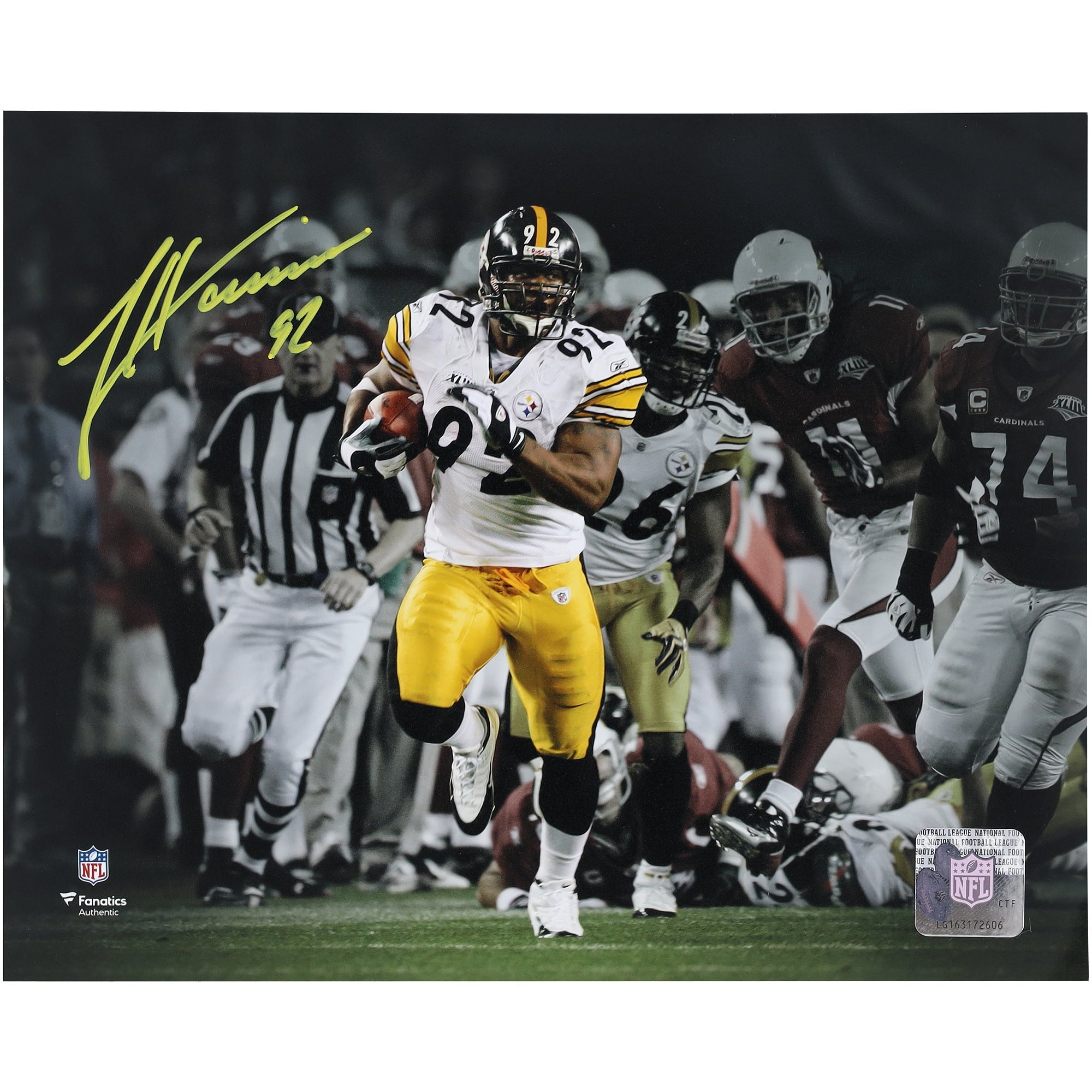 Photo dédicacée de James Harrison (Pittsburgh Steelers) - x cm - Super Bowl XLIII