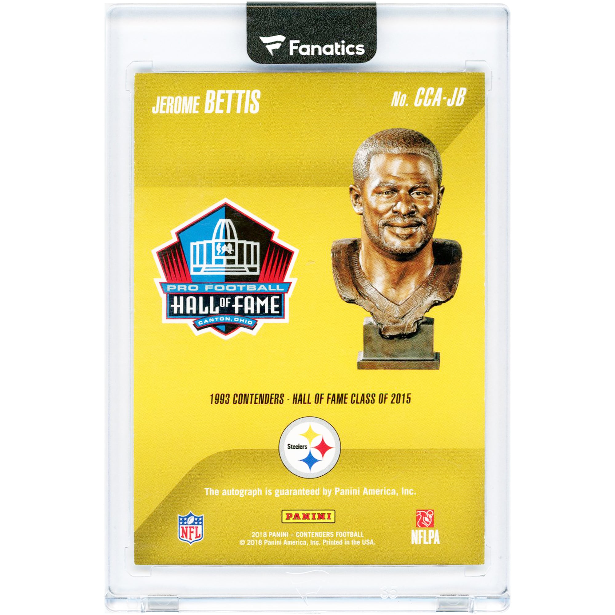 Jerome Bettis Pittsburgh Steelers Autographed 2018 Panini Contenders to Canton #CCA-JB #6/20 Card