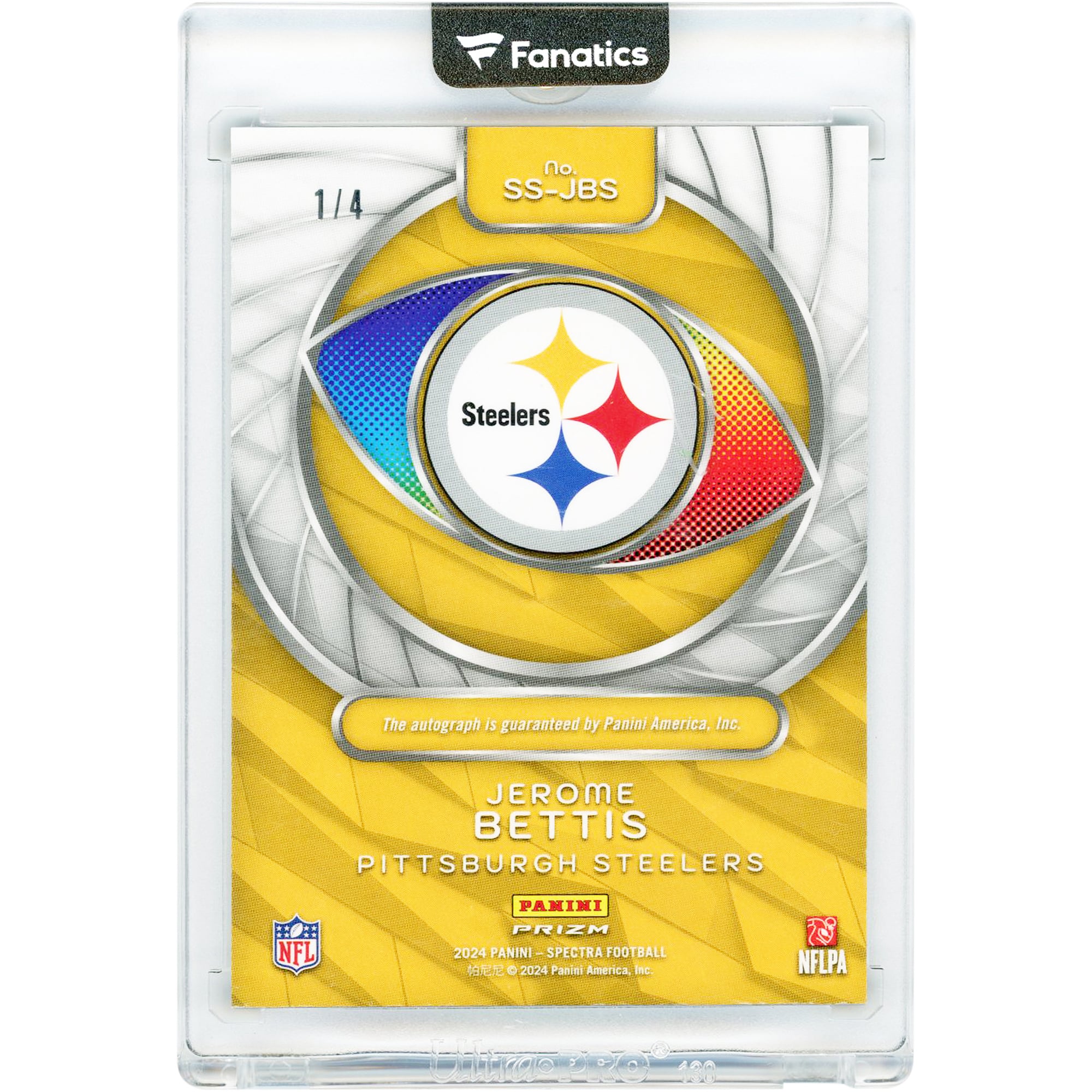 Jerome Bettis Pittsburgh Steelers Autographed 2024 Panini Spectra Neon Marble #SS-JBS #1/4 Card